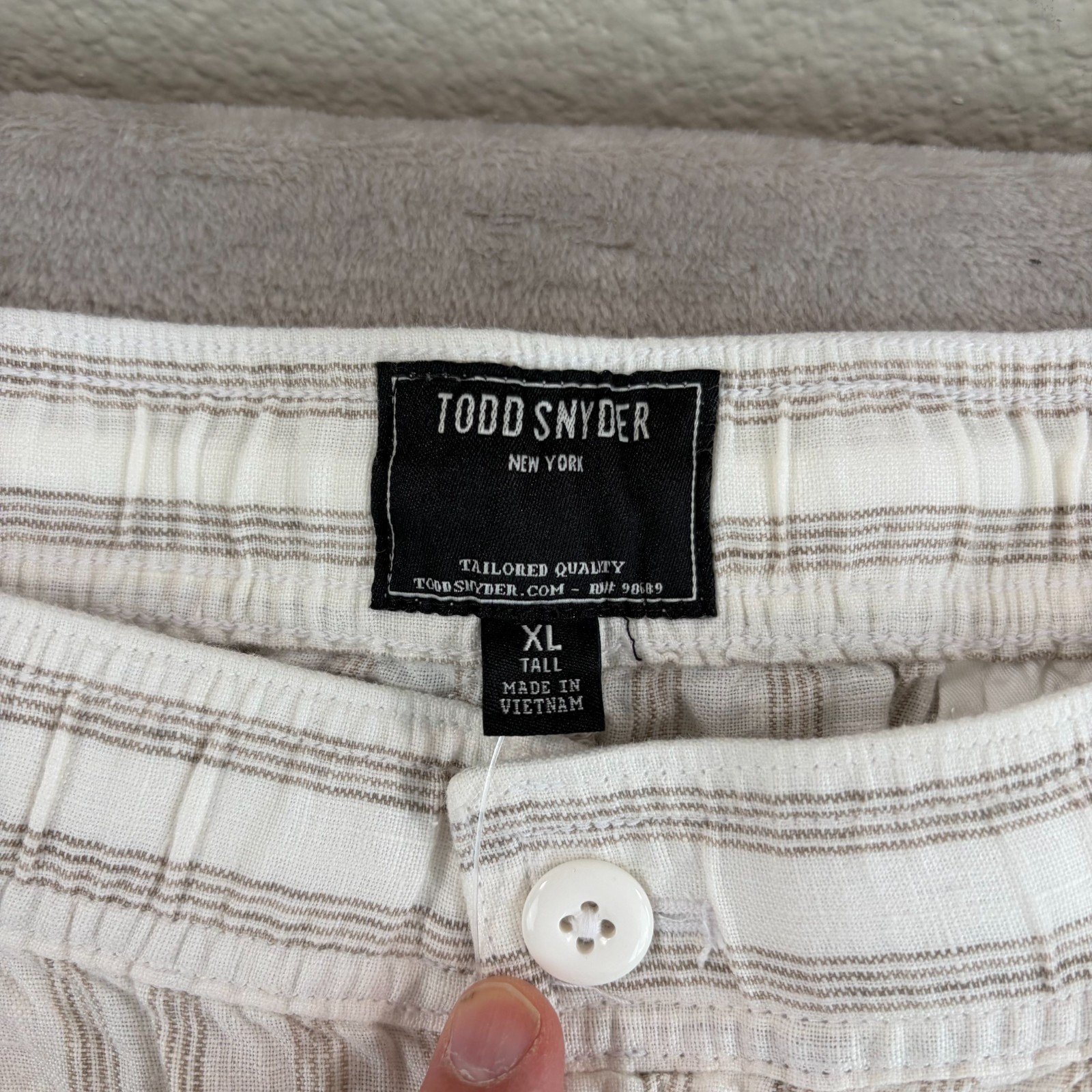 TODD SNYDER Relaxed 100% Linen Leisure Pants in White Striped Pleated NWT $198