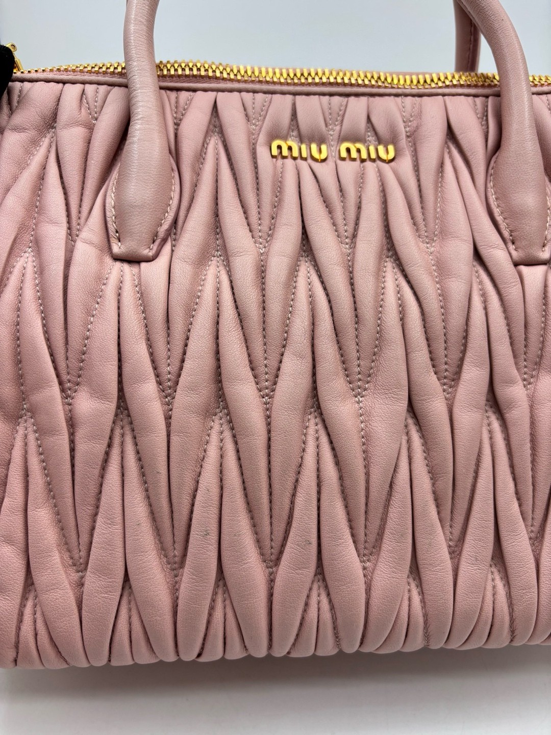 Miu Miu Pre-Owned Authentic Satchel Gold 31*15*22cm Free Tracked Shipping