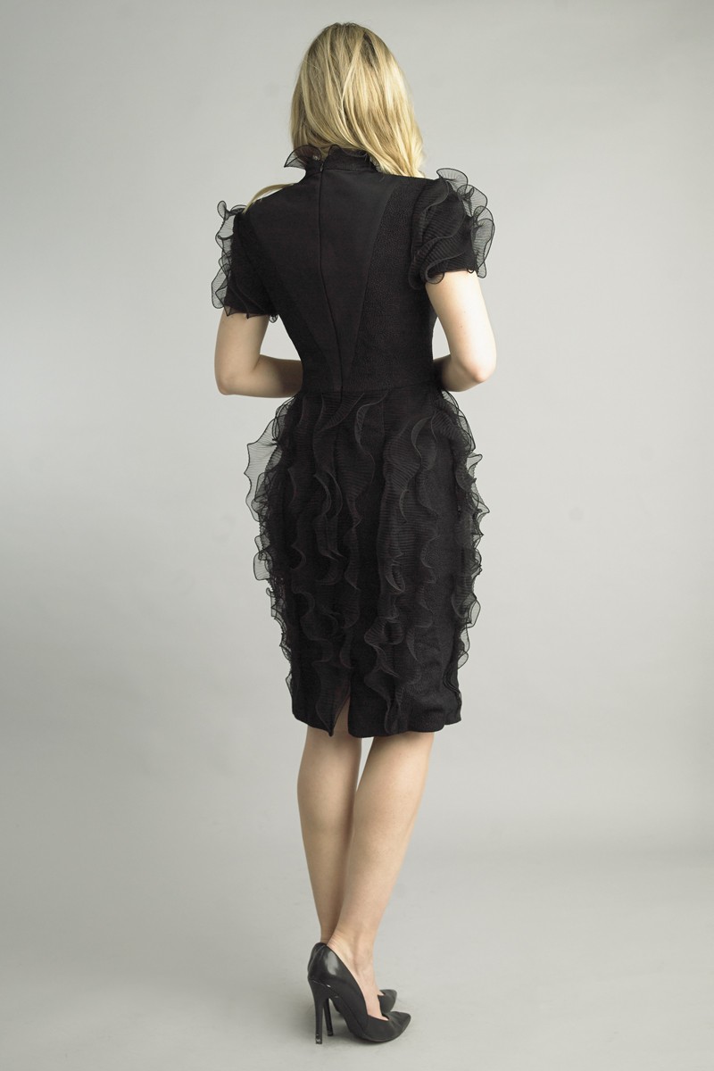 Basix Black Label Short Sleeve Ruffle Dress