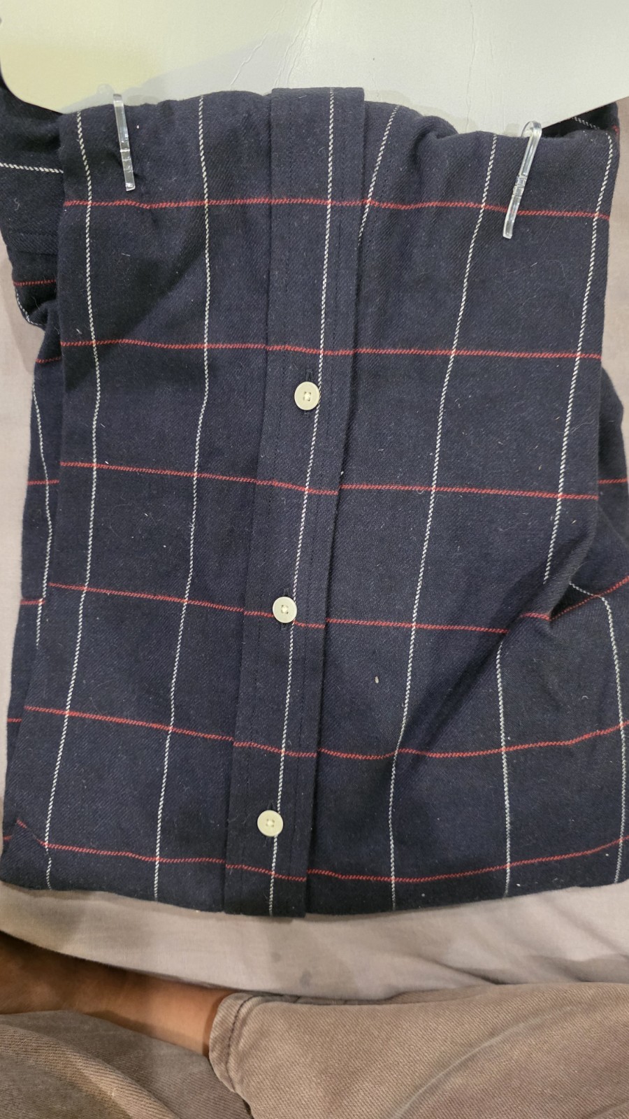 NWT Haspel 1909 Men’s S Shirt Windowpane Blue Red USA Made Factory Fold Heritage