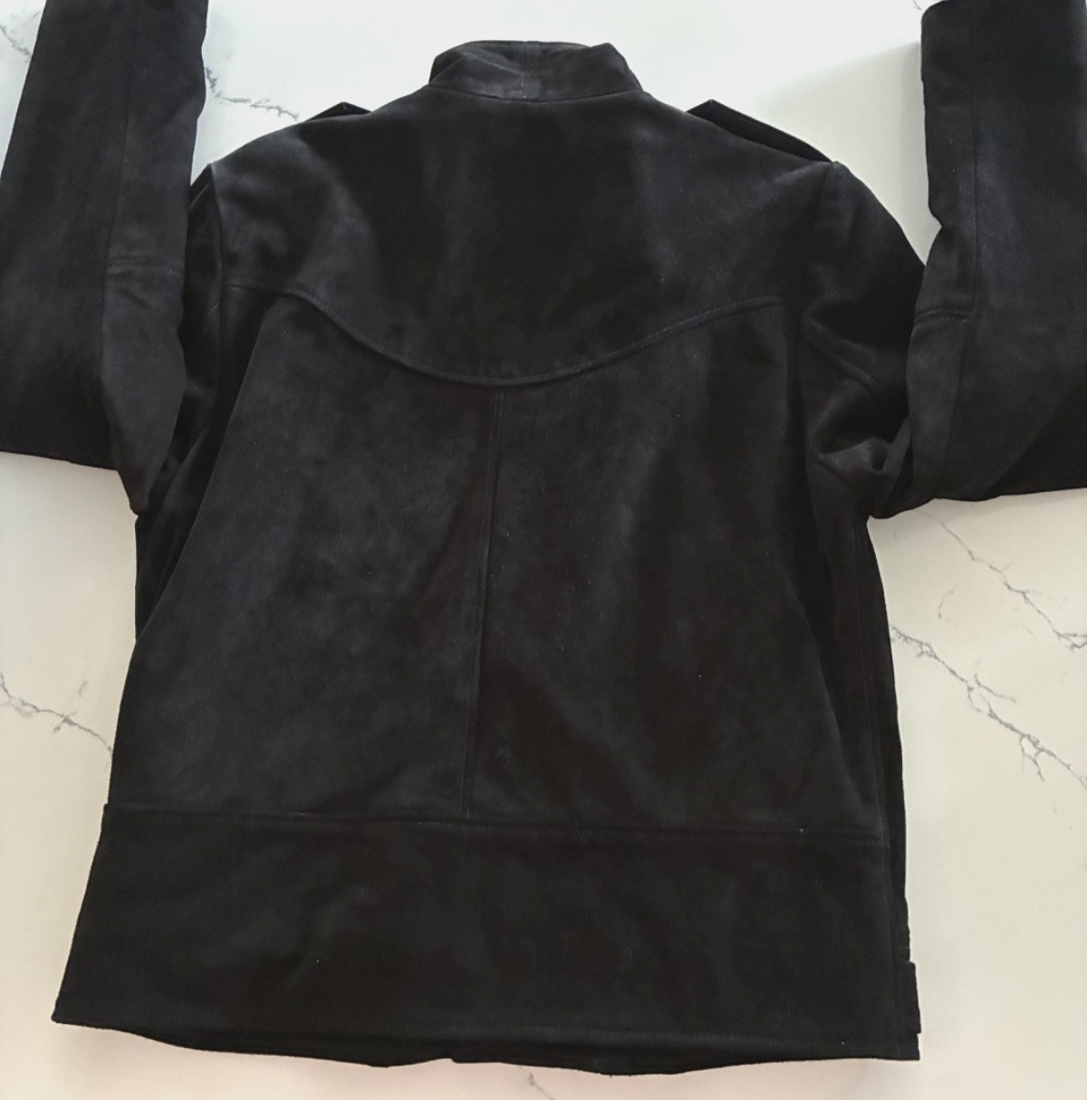 Rolla’s Black Suede Leather Moto Biker Jacket Size L Belted YKK Zip Lined