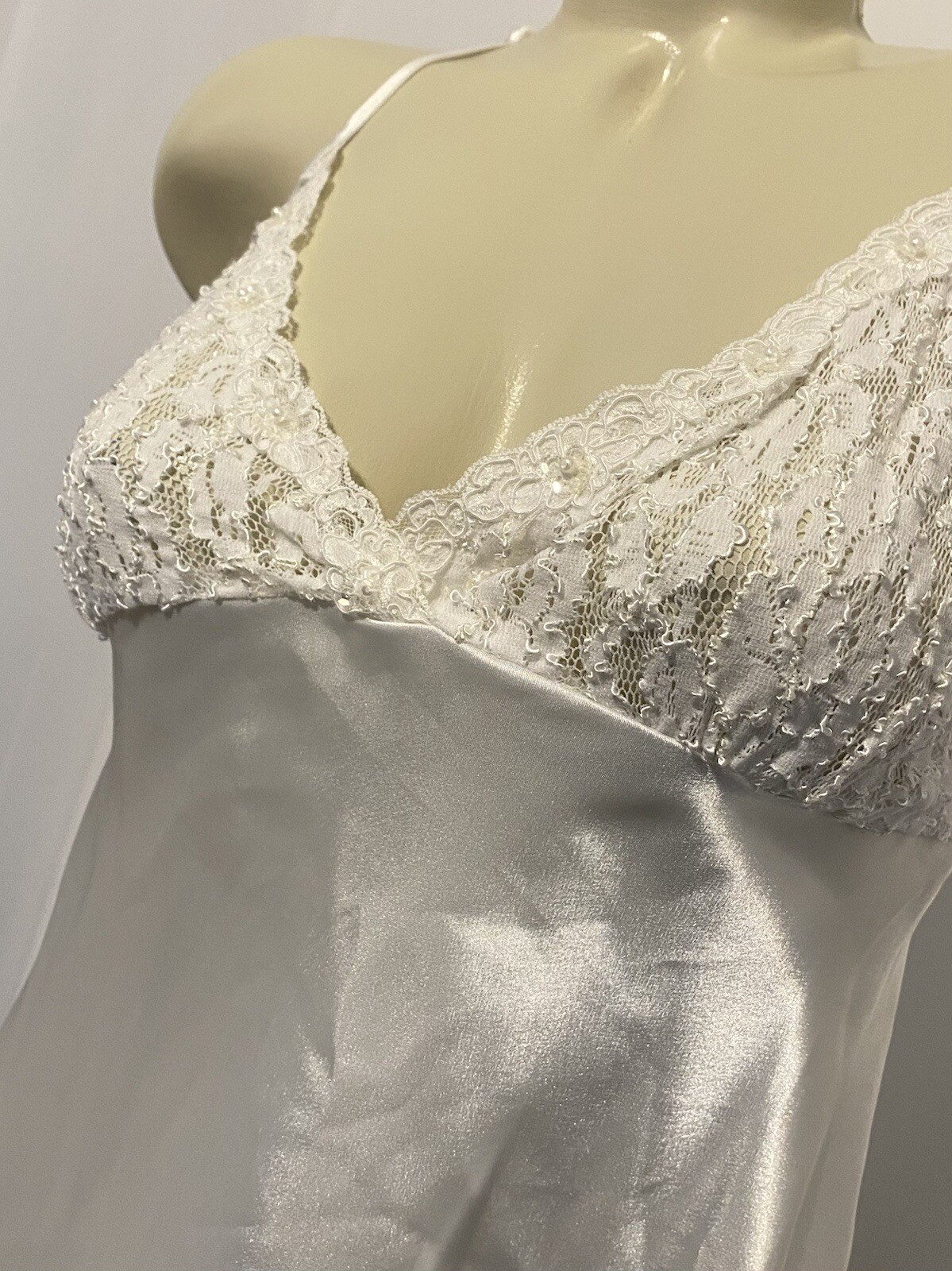 Cinema Etoile Sissy White Lace Sequin Bust Open Sides White Bridal Chemise XL