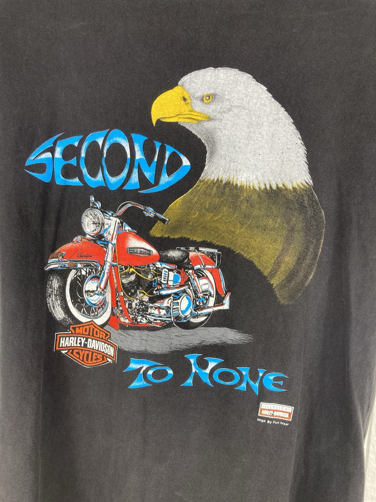 Vtg Harley Davidson Motorcycle T Shirt Single Stitch Eagle Second to None Large