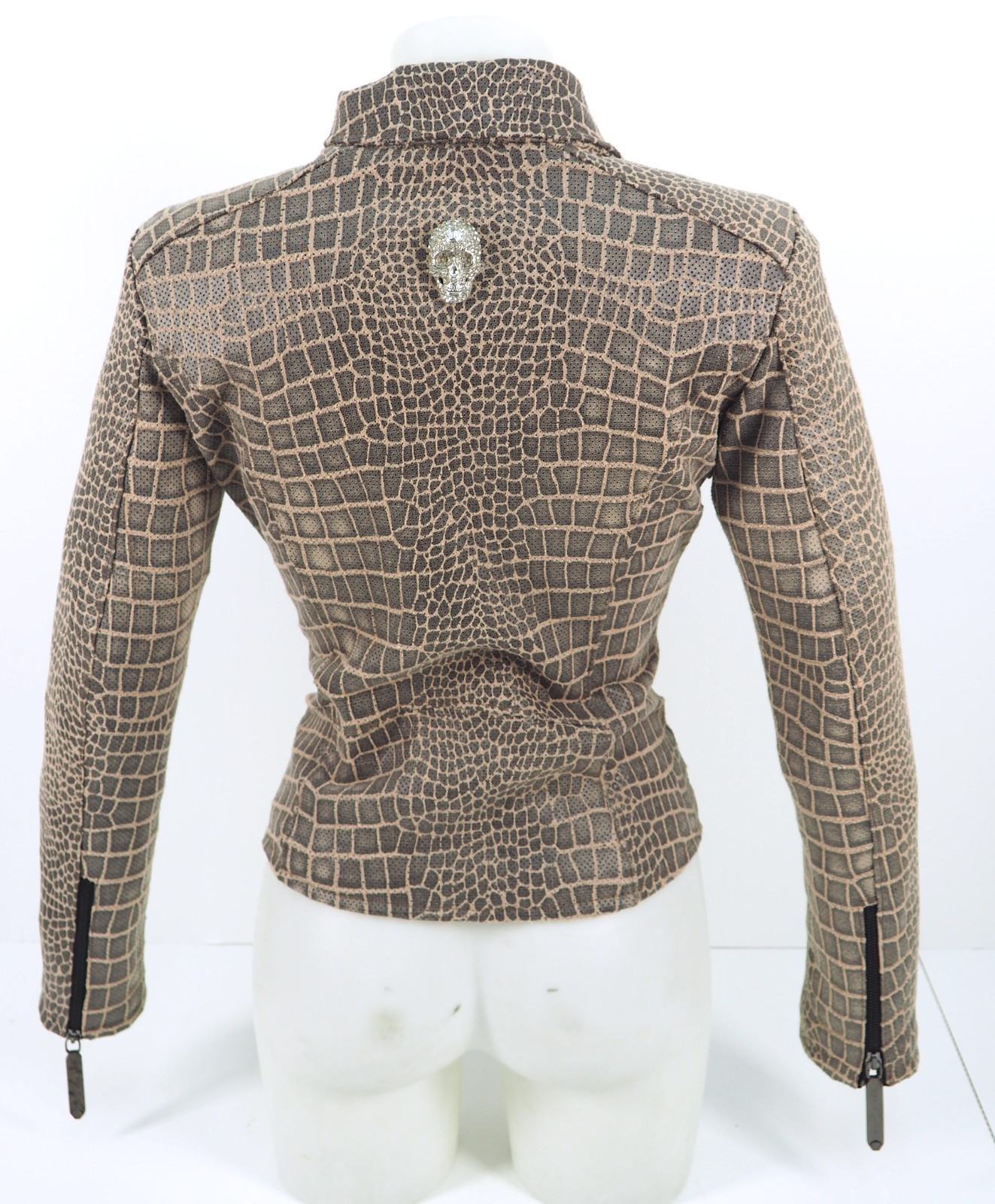 PHILIPP PLEIN LADIES CRYSTAL SKULL LEATHER JACKET BIKER GENUINE 42-44-46-48-50-52