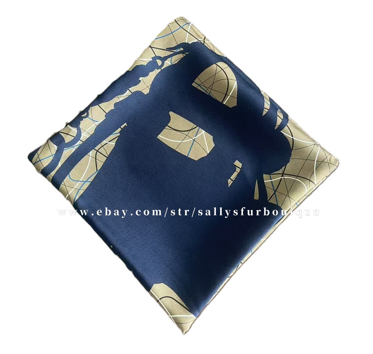 Sallys 18 Momme Heavy Twill Silk Saddle Print Wrap Scarf Double Face Shawl 90cm