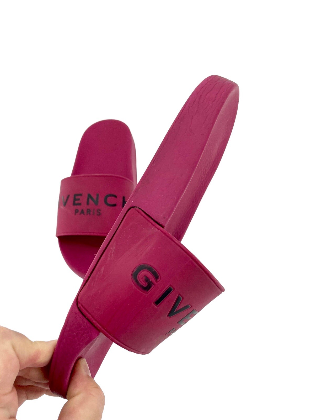 Givenchy Berry Red Slide Sandals Synthetic Rubber SZ 37 EU SH04