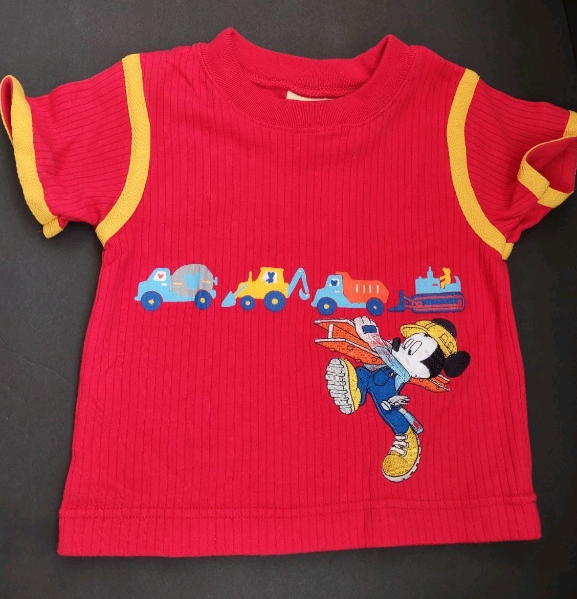 DISNEY Vintage Y2K Mickey Mouse Construction Worker Embroidered Shirt, Size 2T
