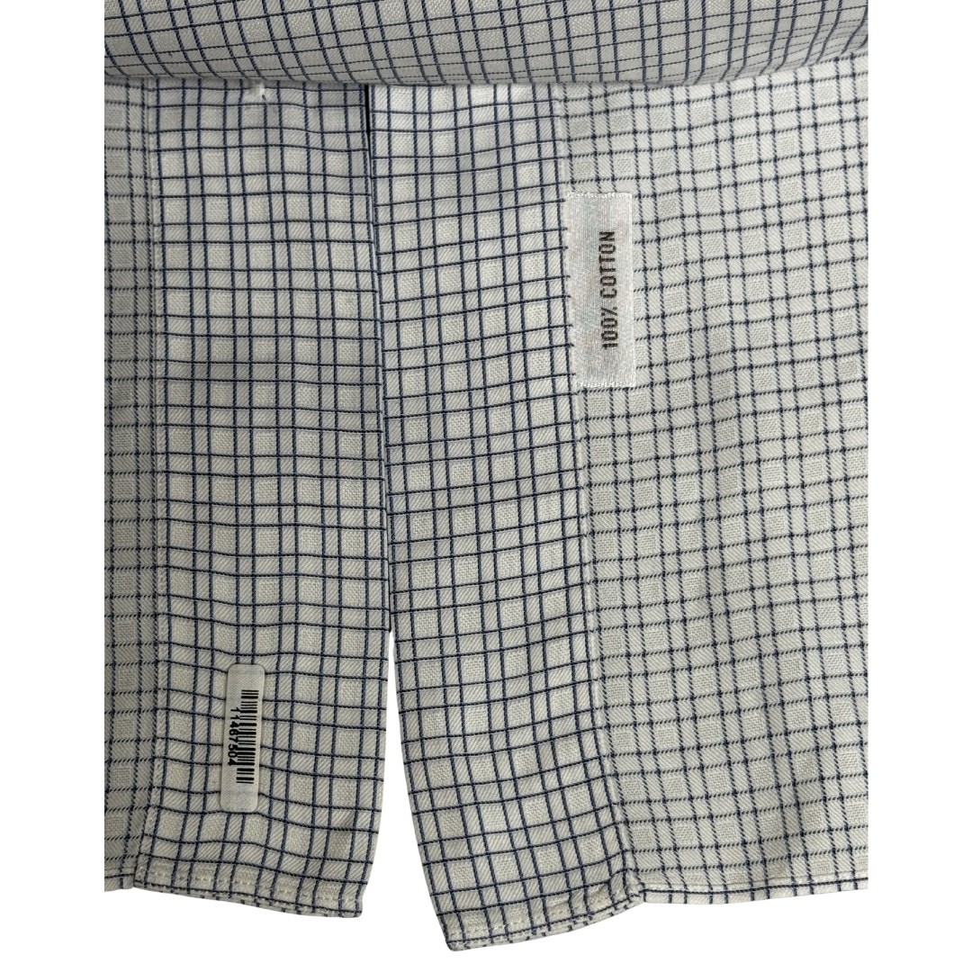 Brioni Dress Shirt Men’s 16.5 White Blue Check Luxury Cotton