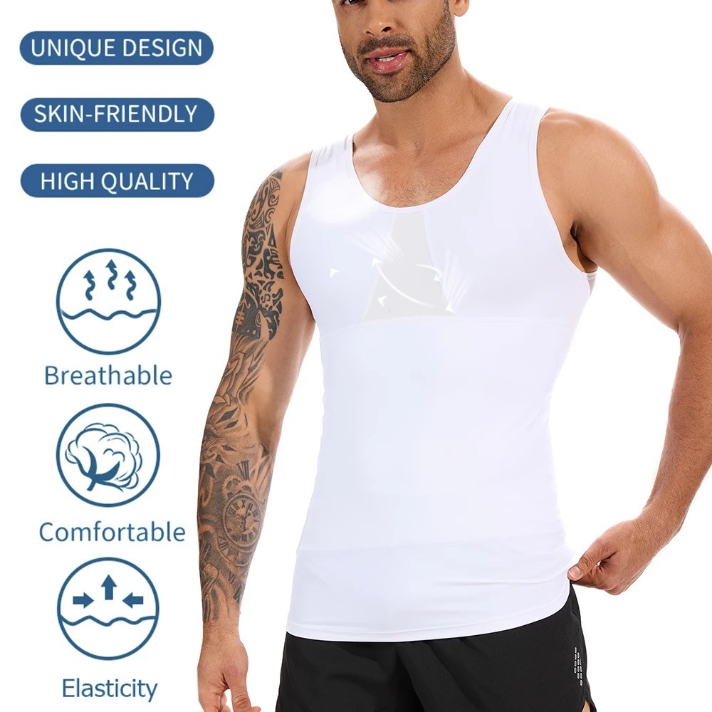Men Body Slimming Tummy Control Shaper Vest Workout Tank Top Shapewear Shirt Gym
