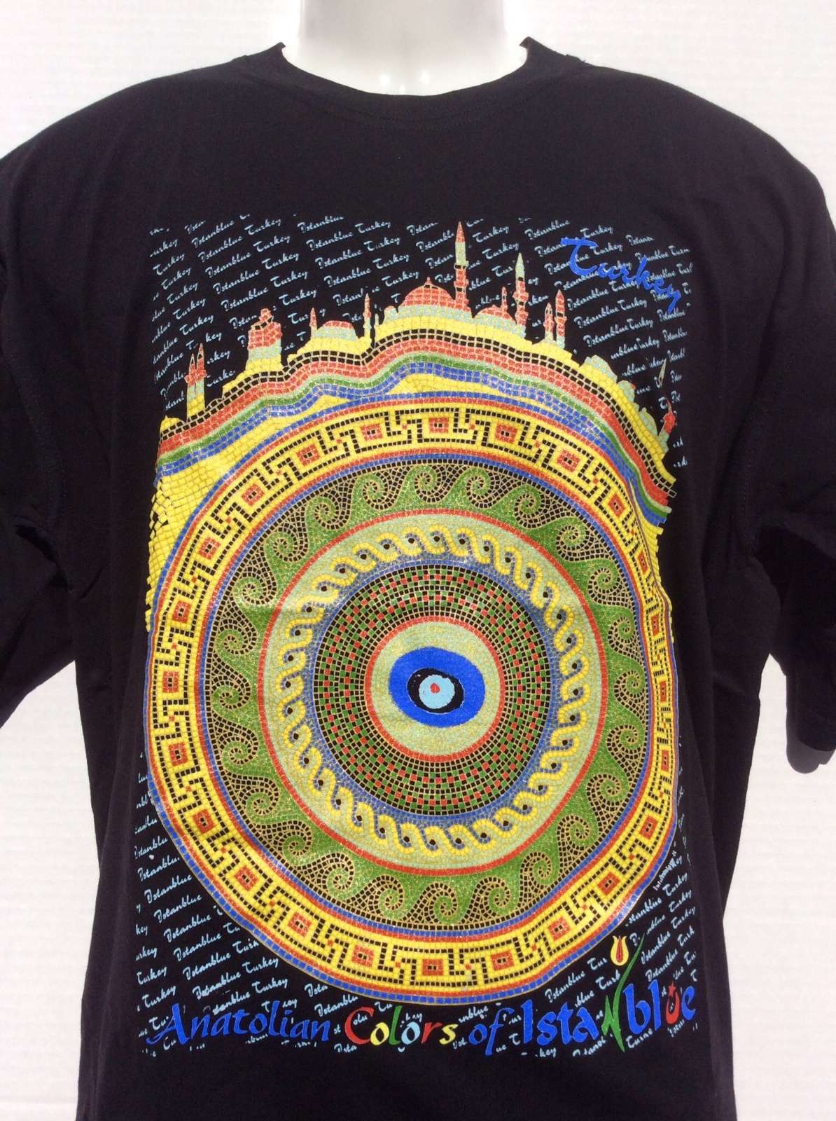 Istanbul Turkey Anatolian Colors of Istanblue black T Shirt sz L large new NWT