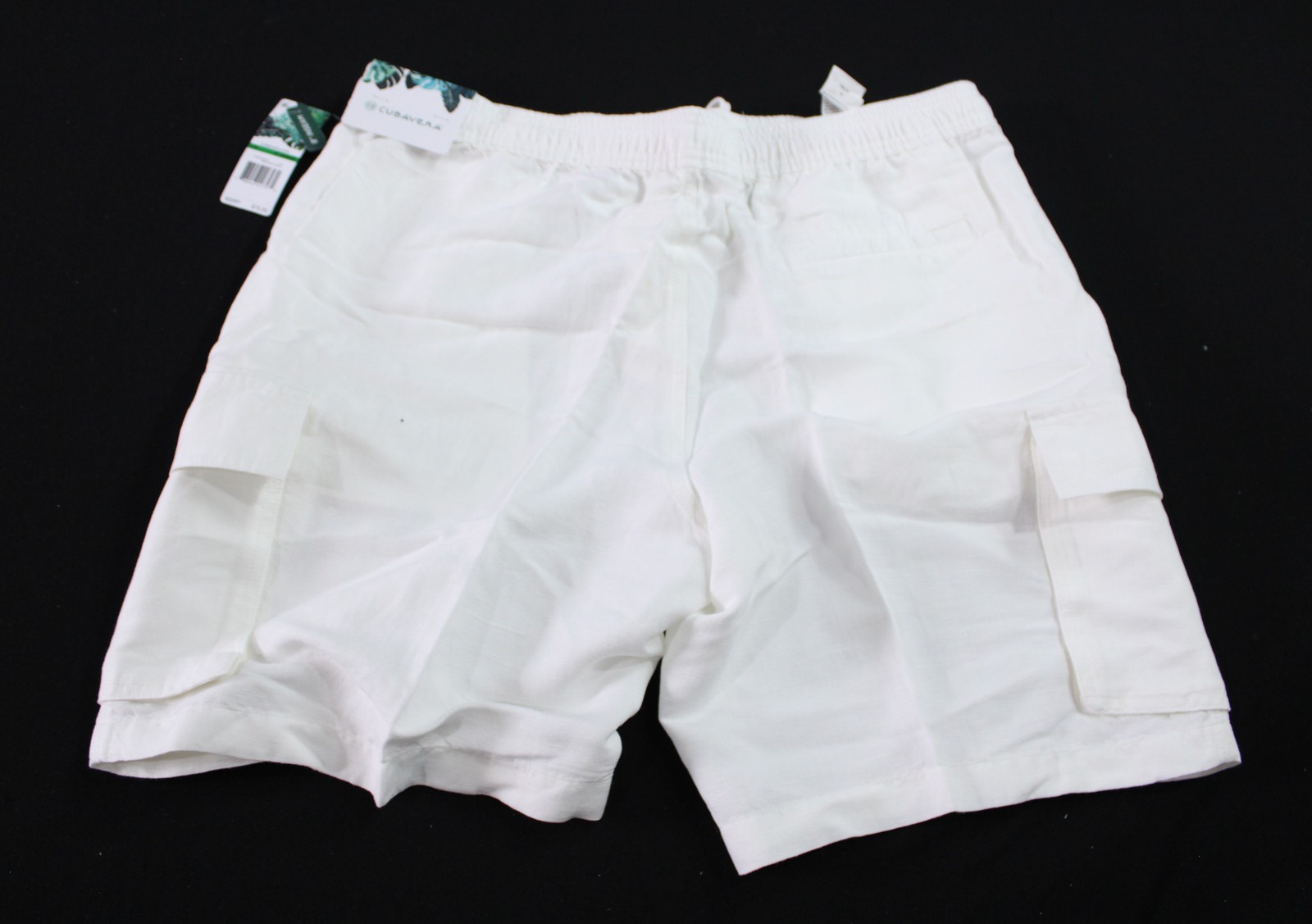 Cubavera Men’s Solid 8″ Drawstring Cargo Shorts WR4 Brilliant White Large NWT