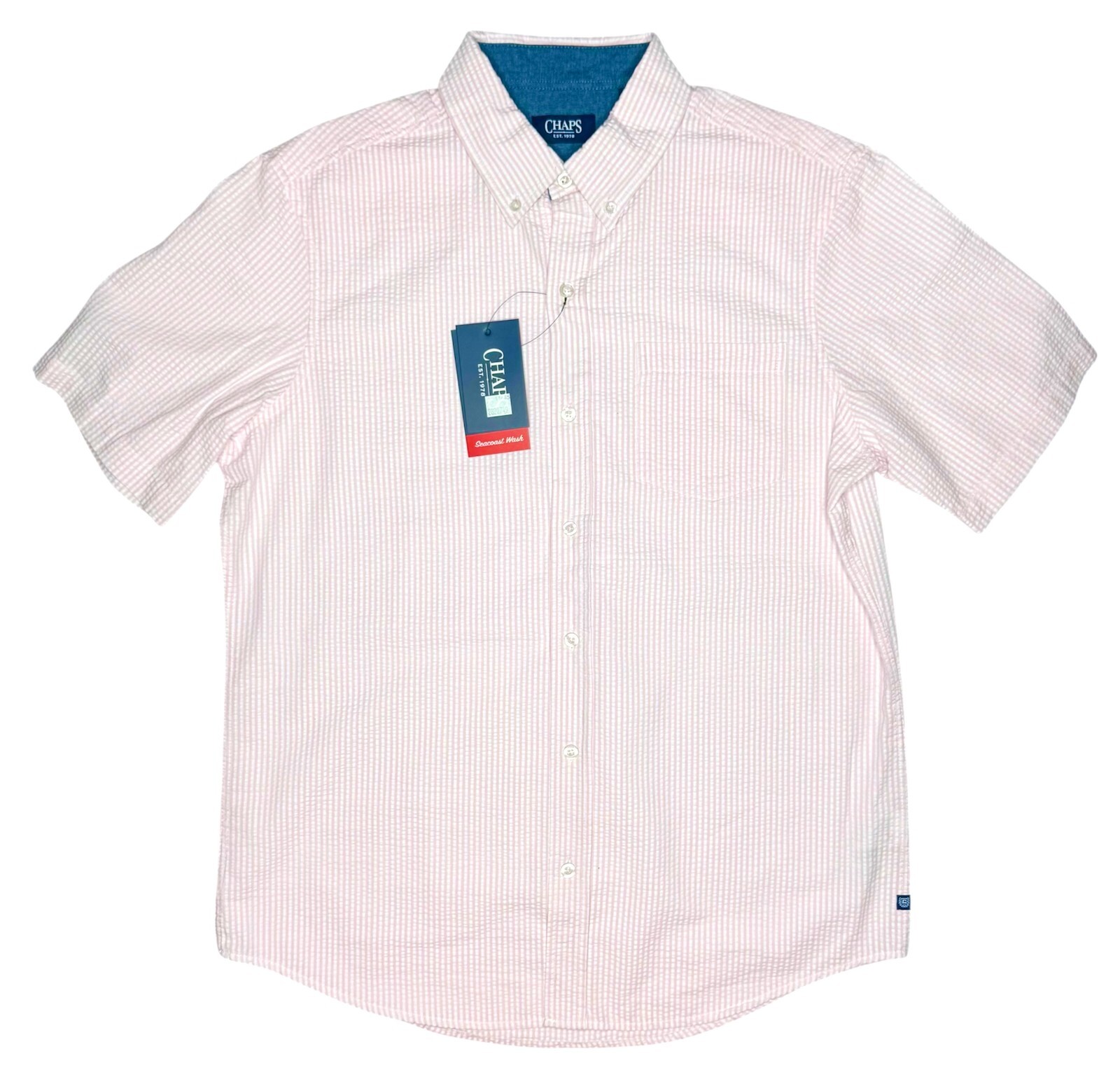 Chaps #11735 NEW Men’s Striped Seacoast Wash Seersucker Woven Shirt