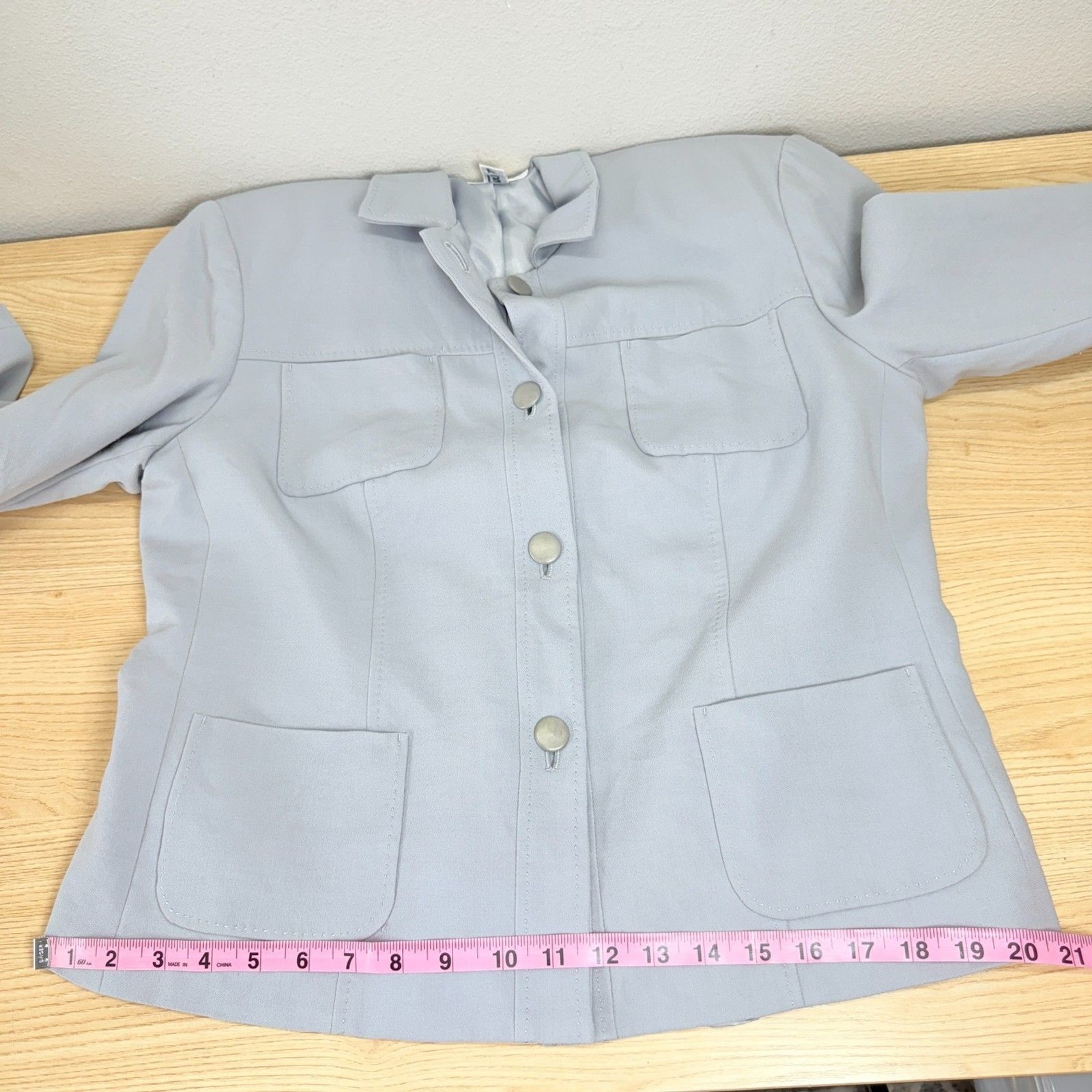 Talbots Wool Safari Utility Jacket Blazer Size 14 Light Blue Japan Vtg Career