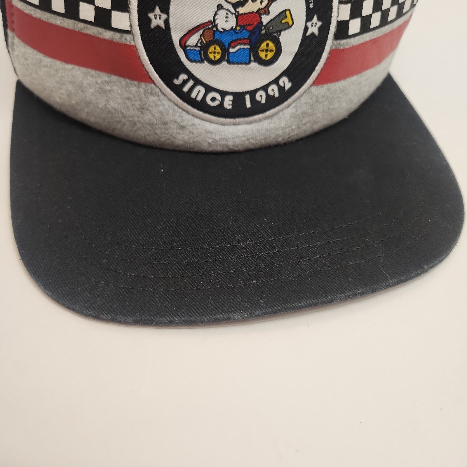 Mariokart Trucker Hat Gray & Black Nintendo One Size Adult Snap Back Cap Retro