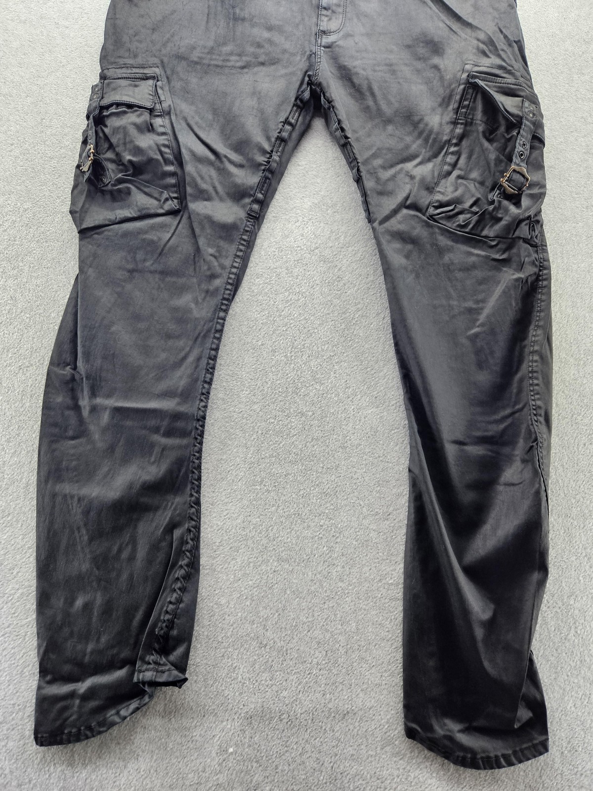 Robin’s Jean Pants Mens 40×30 Black Cargo Buckle Pockets USA Embroidered Wings