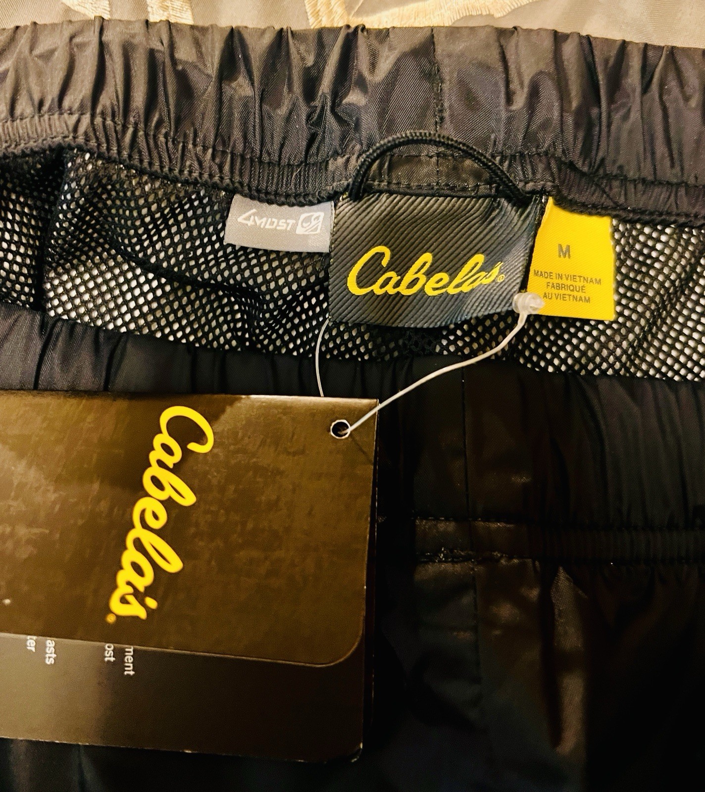 NWT Cabela’s 4 Most Black Nylon Poly Lined Pants Men’s Med Outdoor Adjust Ankle
