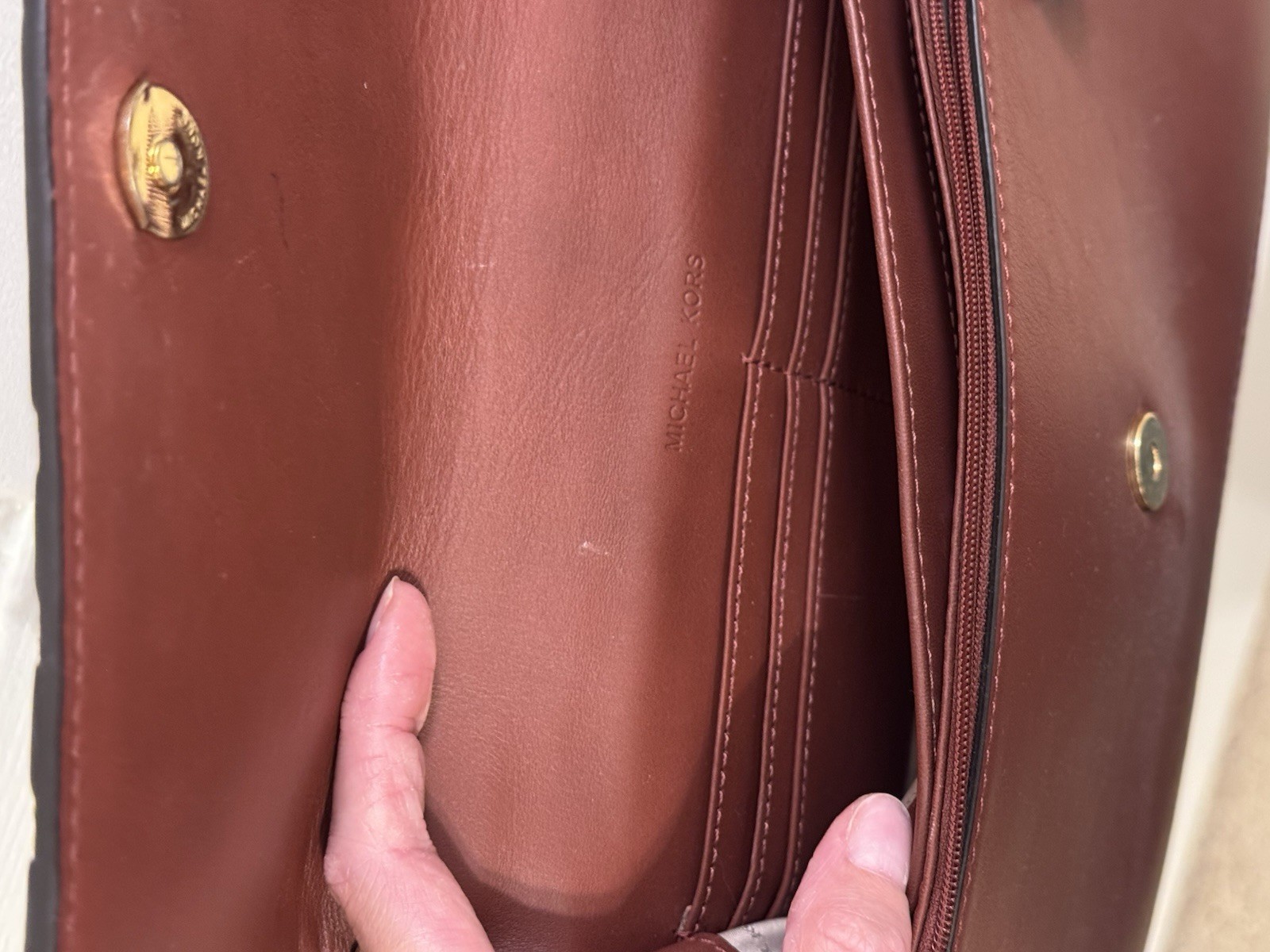 Michael Kors Brooklyn Grommet large leather and suede crossbody bag