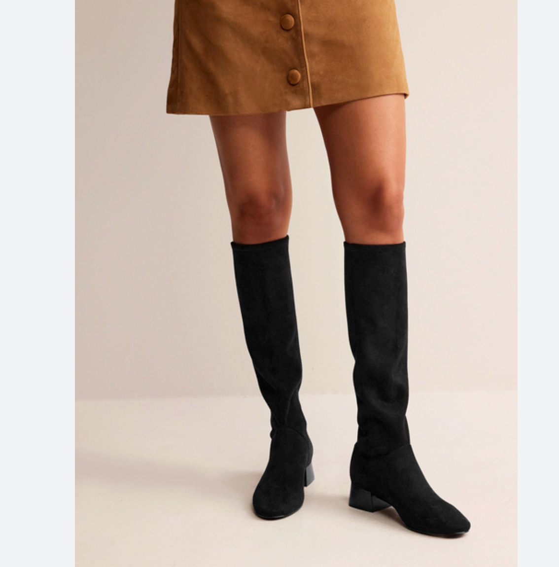 Boden Womens Cara Heeled Stretch Knee Boots Size EU 39 US 8 Black A1579 NWOB