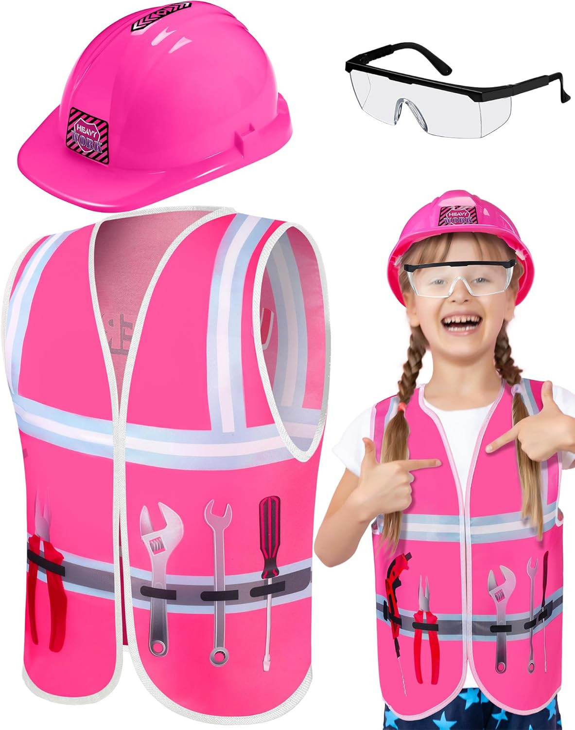 Construction Worker Costume Kids Hard Hat Construction Vest Goggles Toddler Dres