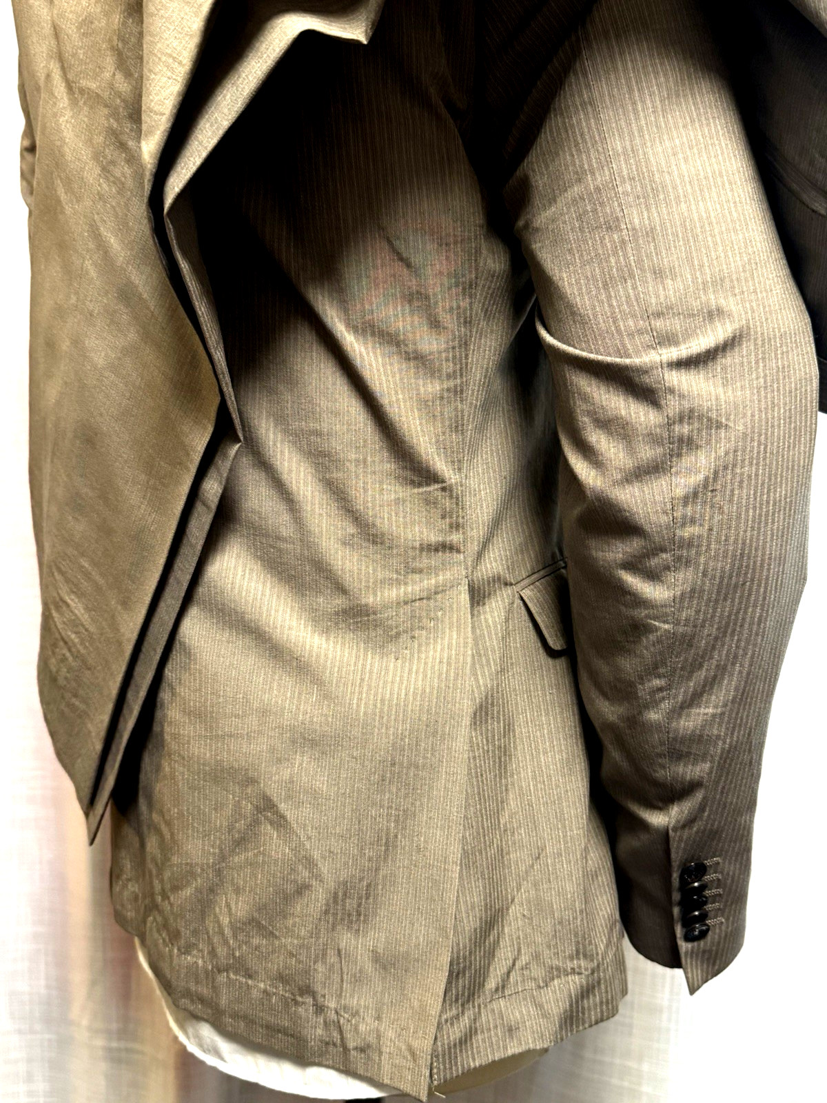 STRELLSON Men Suit Side Vents BEIGE COTTON No Pleat 40R 2 BUTTON 1/2 SLIM*