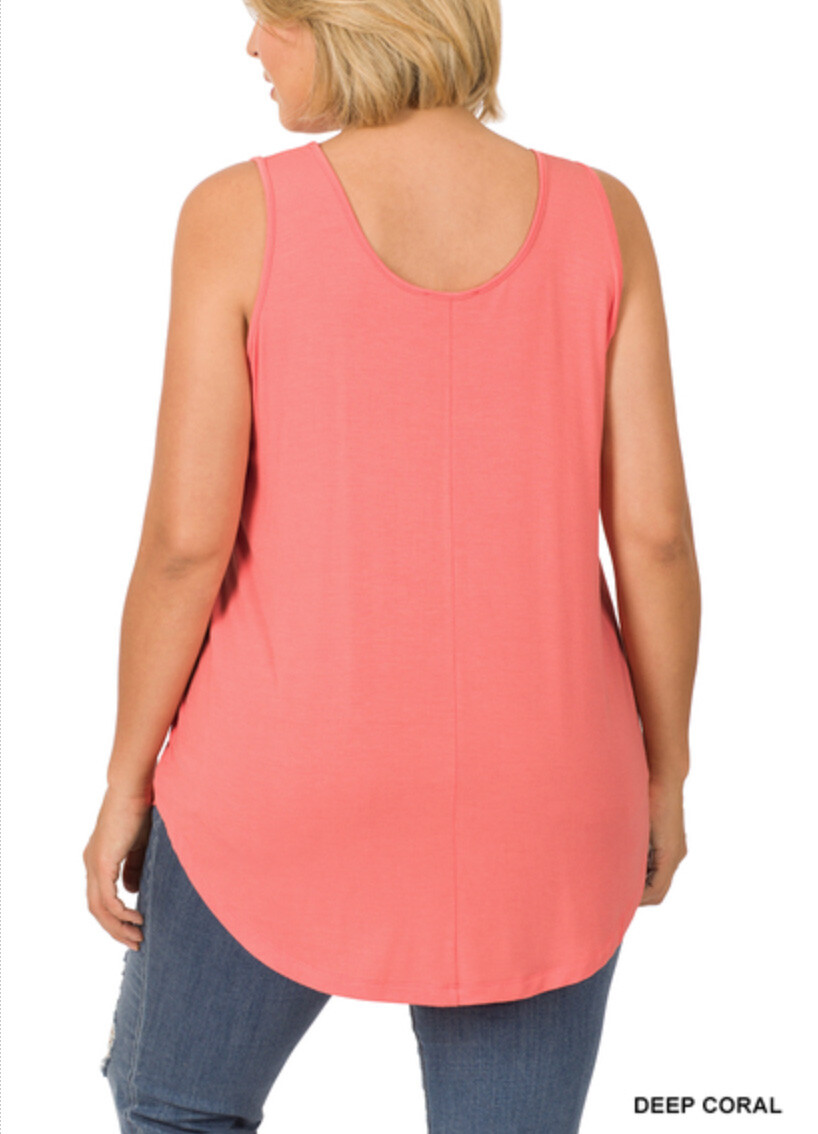 ZENANA 8507 PLUS Real Modal Sleeveless Tank Top Round Hem