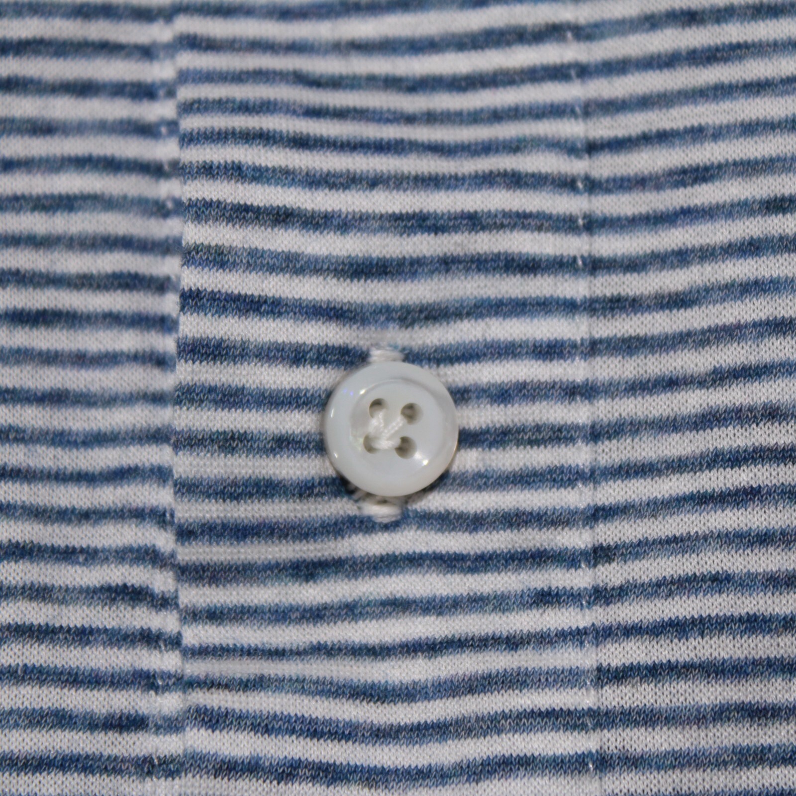 Cesare Attolini NWD Long Sleeve Polo Shirt Size 43 17 in Blue & White Stripes