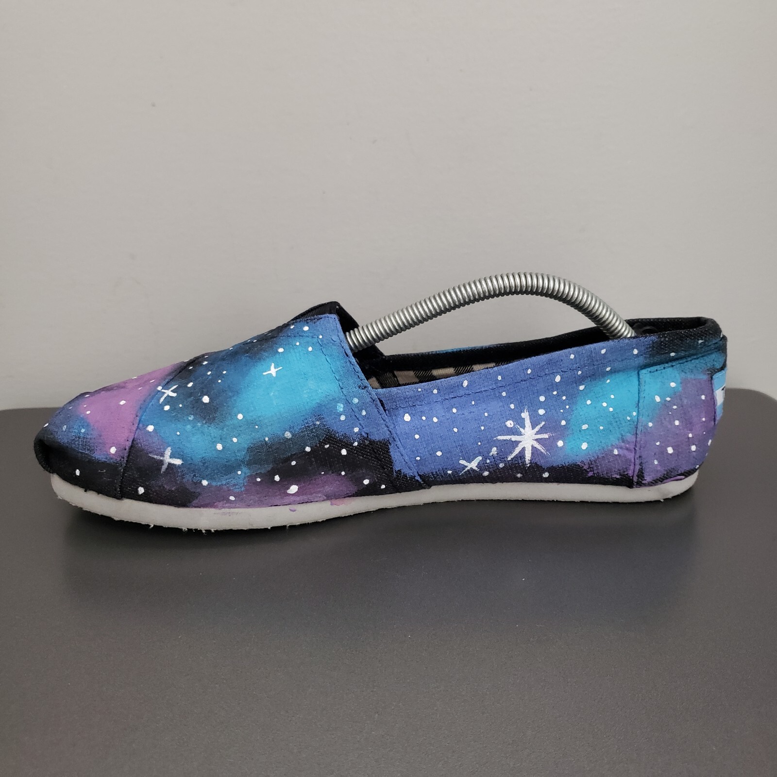 Hand Painted Original Toms Womens 8.5 Night Sky Stars Purple Blue Black Shoes