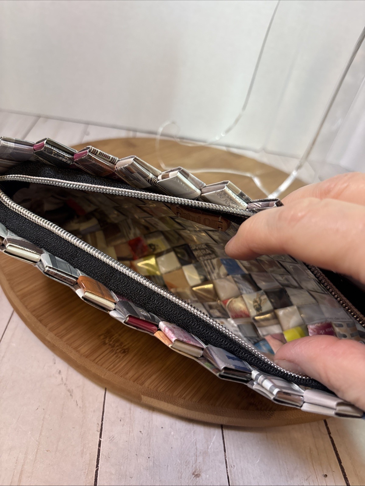 Nahui Ollin Recycled Magazine Purse Wristlet Clutch Handbag with Zipper New