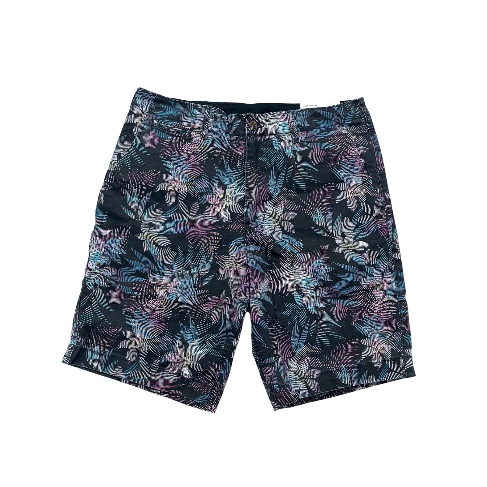 American Eagle Mens Next Level Flex Classic 10 Shorts Black Tropical NWT 33