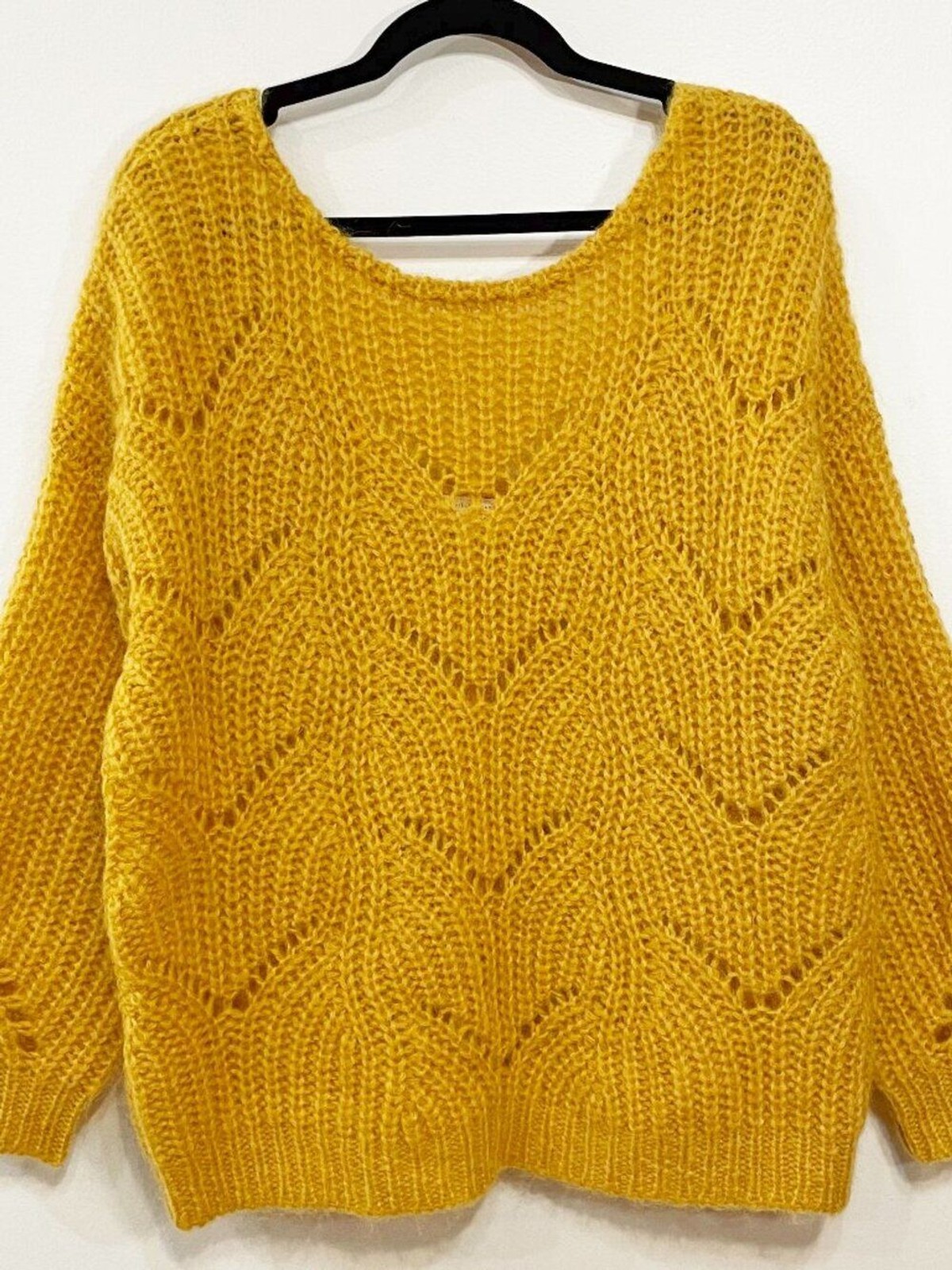 EUC Sezane Simone Mohair Merino Scoop Back Sweater Mustard Small