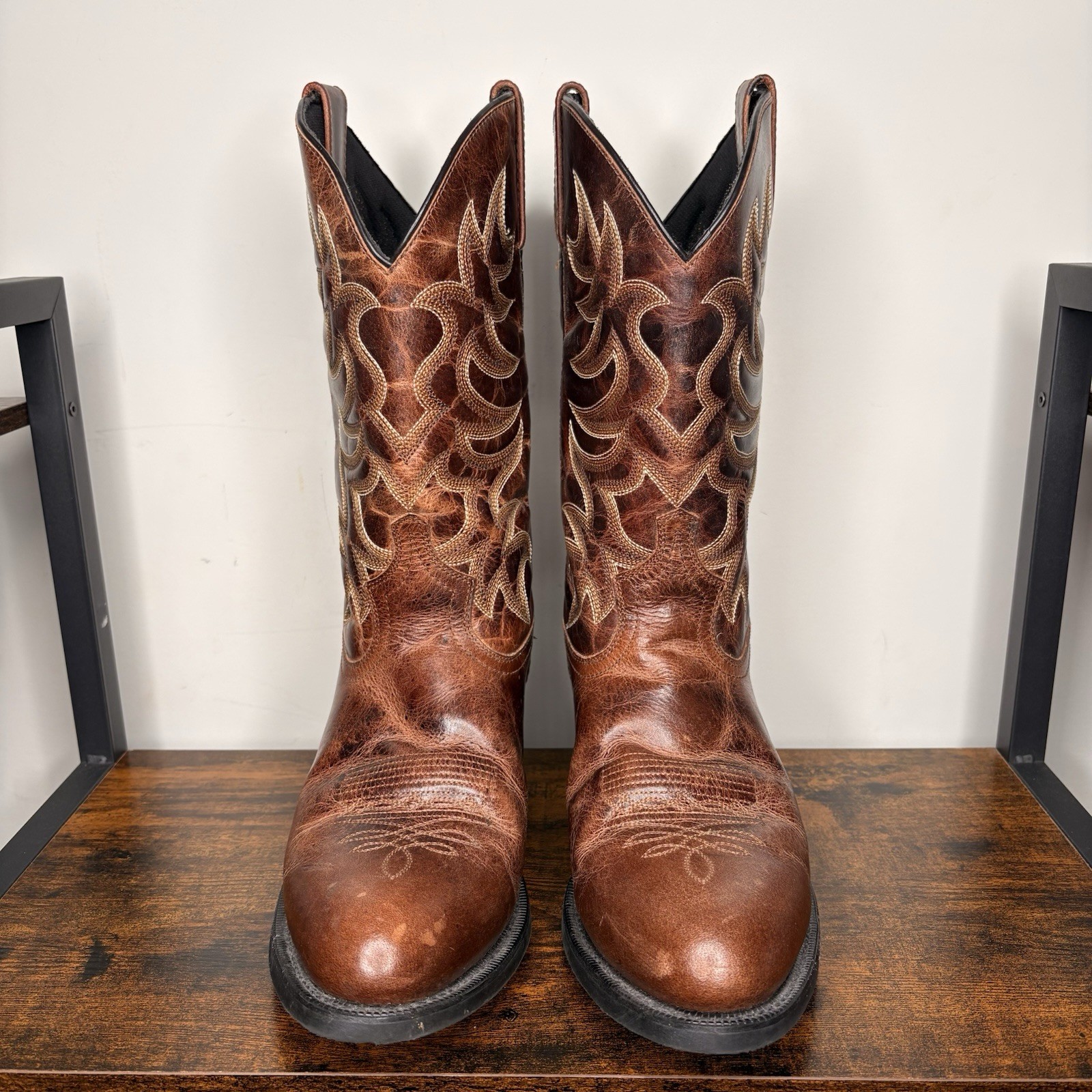 LAREDO Men’s Breakout Cowboy Boots Rust Brown Leather 68354 Sz 11.5 VERY GOOD!!!