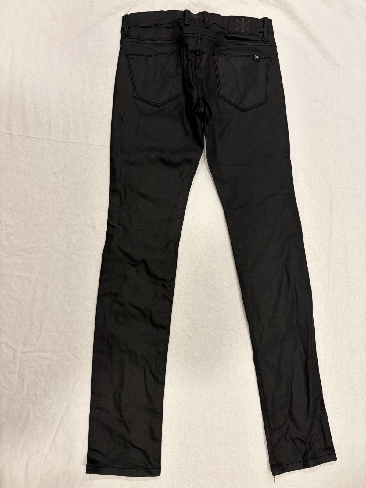 Kill City Black Waxed Denim Jeans Mens 28×30 Skinny Moto Biker Punk Excellent Co