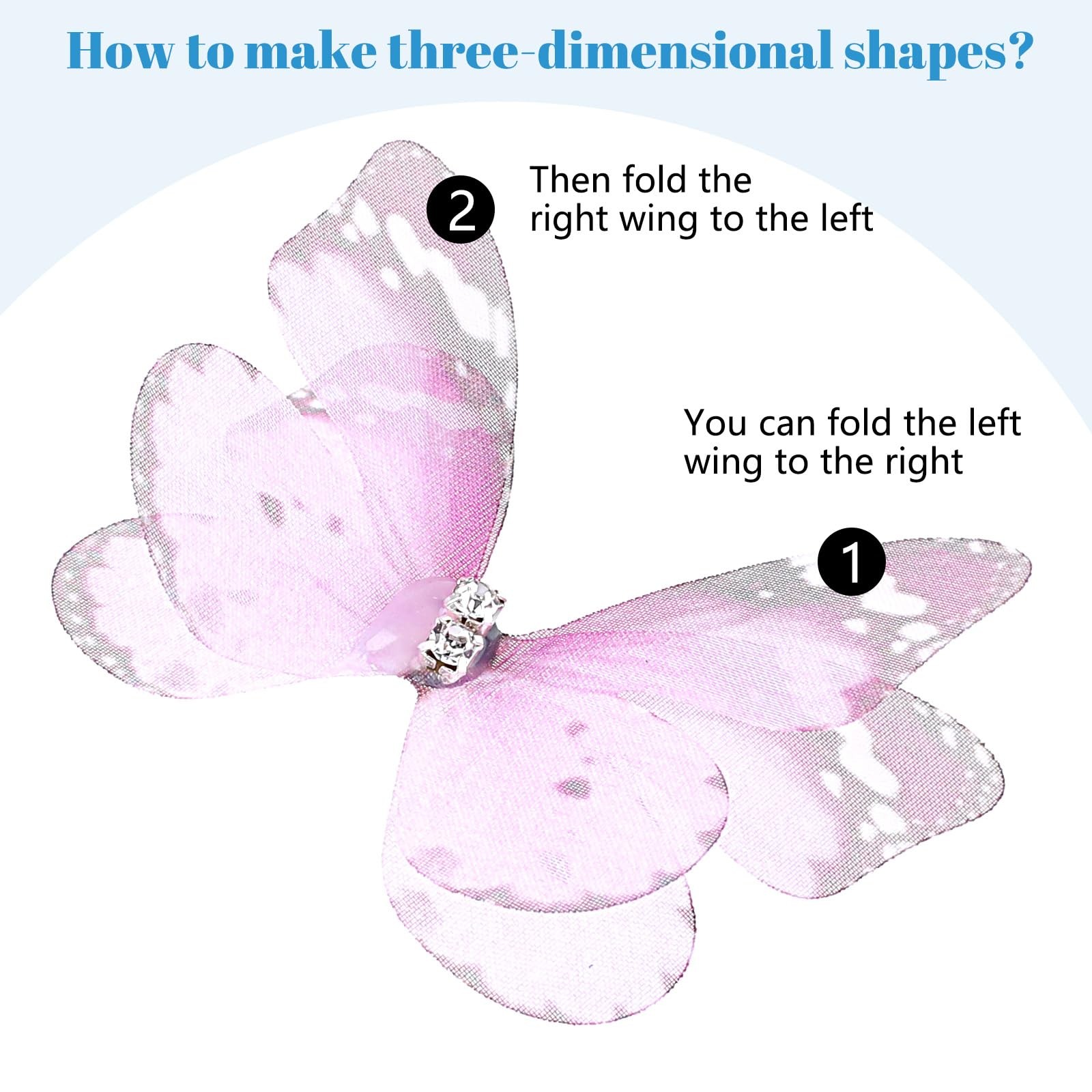 60 Pcs Organza Fabric Butterfly Appliques 3D Butterfly Decorations for Crafts