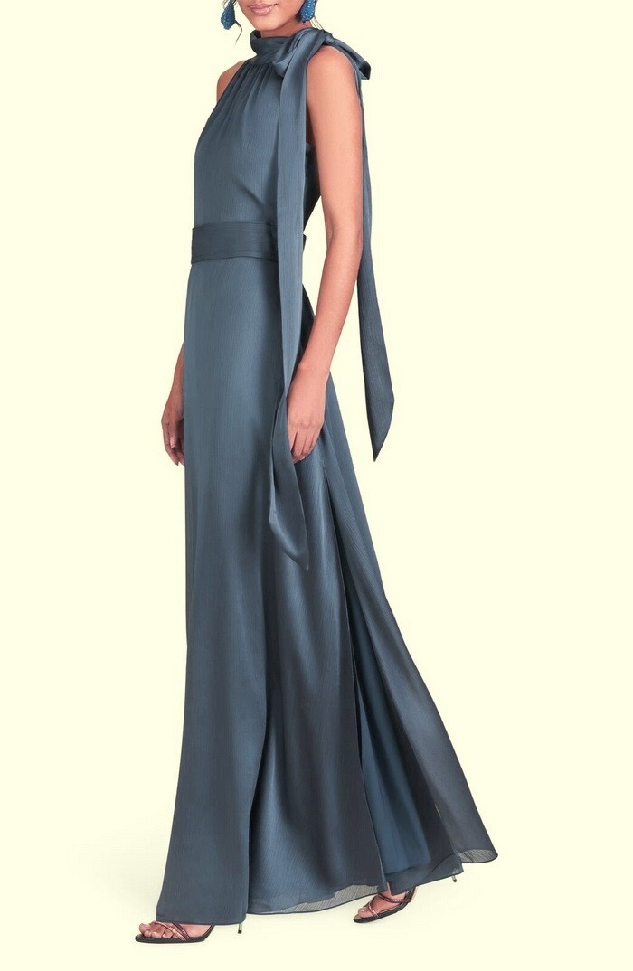 Sachin & Babi Cobalt Blue Kayla Halter Gown Size 14 $285
