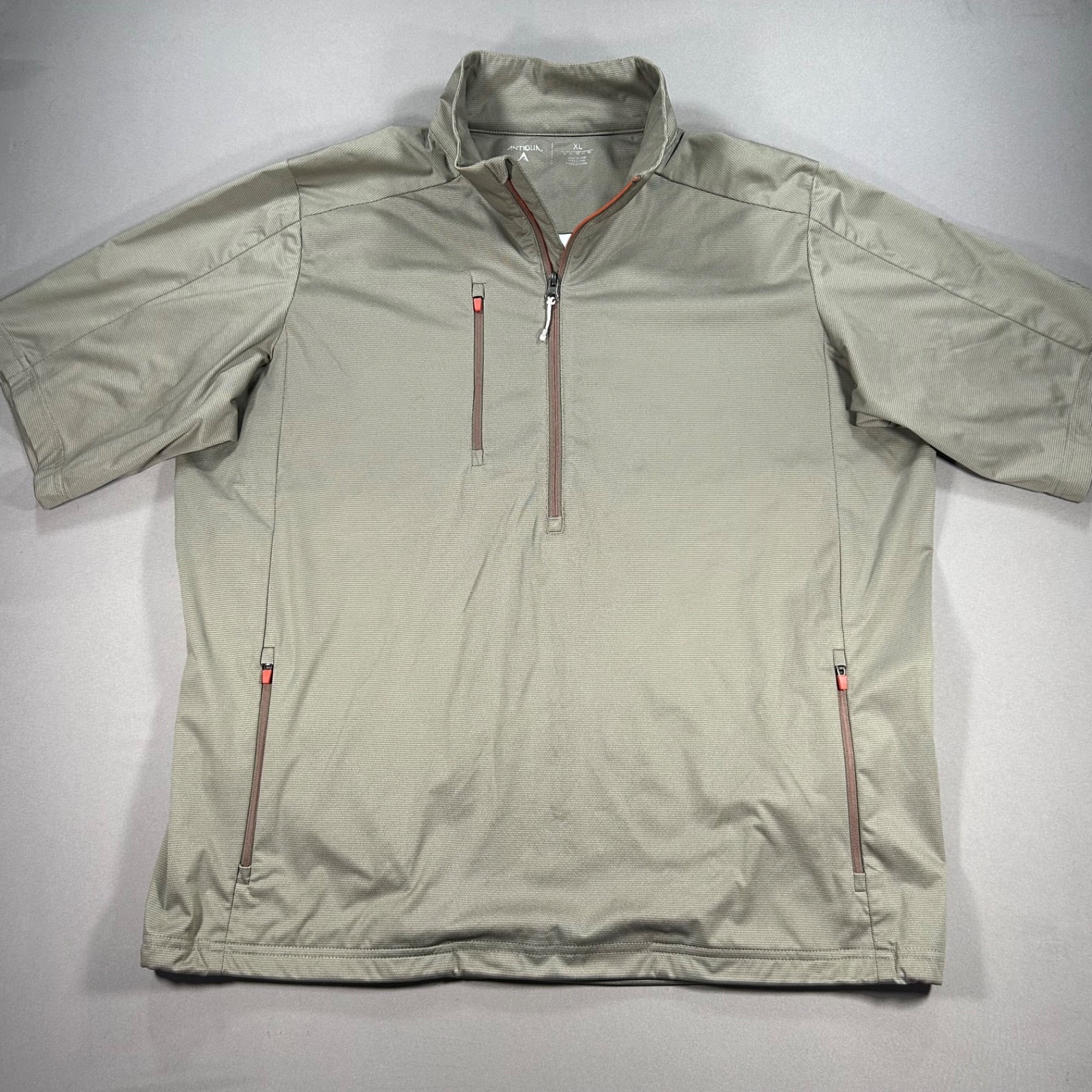 Antigua Gray Short Sleeve 1/4 Zip Windbreaker – Desert Dry Xtra Lite Men’s XL