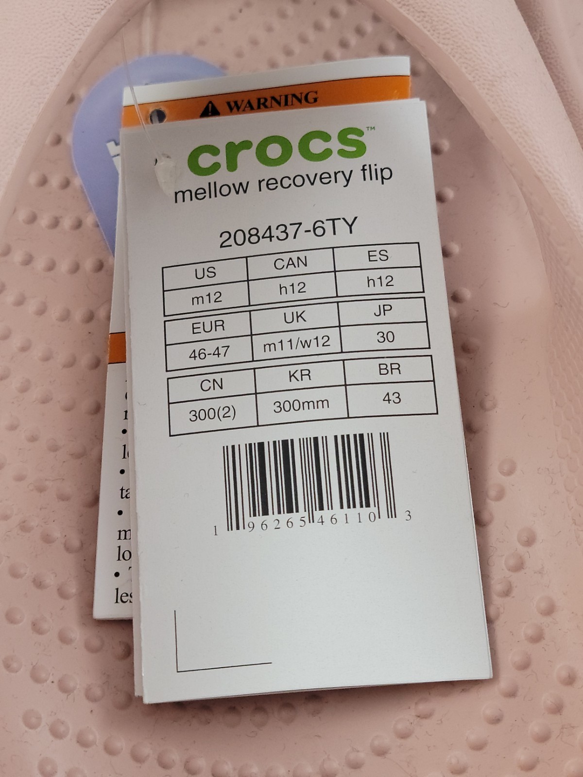 Crocs Mellow Recovery Flip Flops Men’s Size 12 Pink Clay NWT