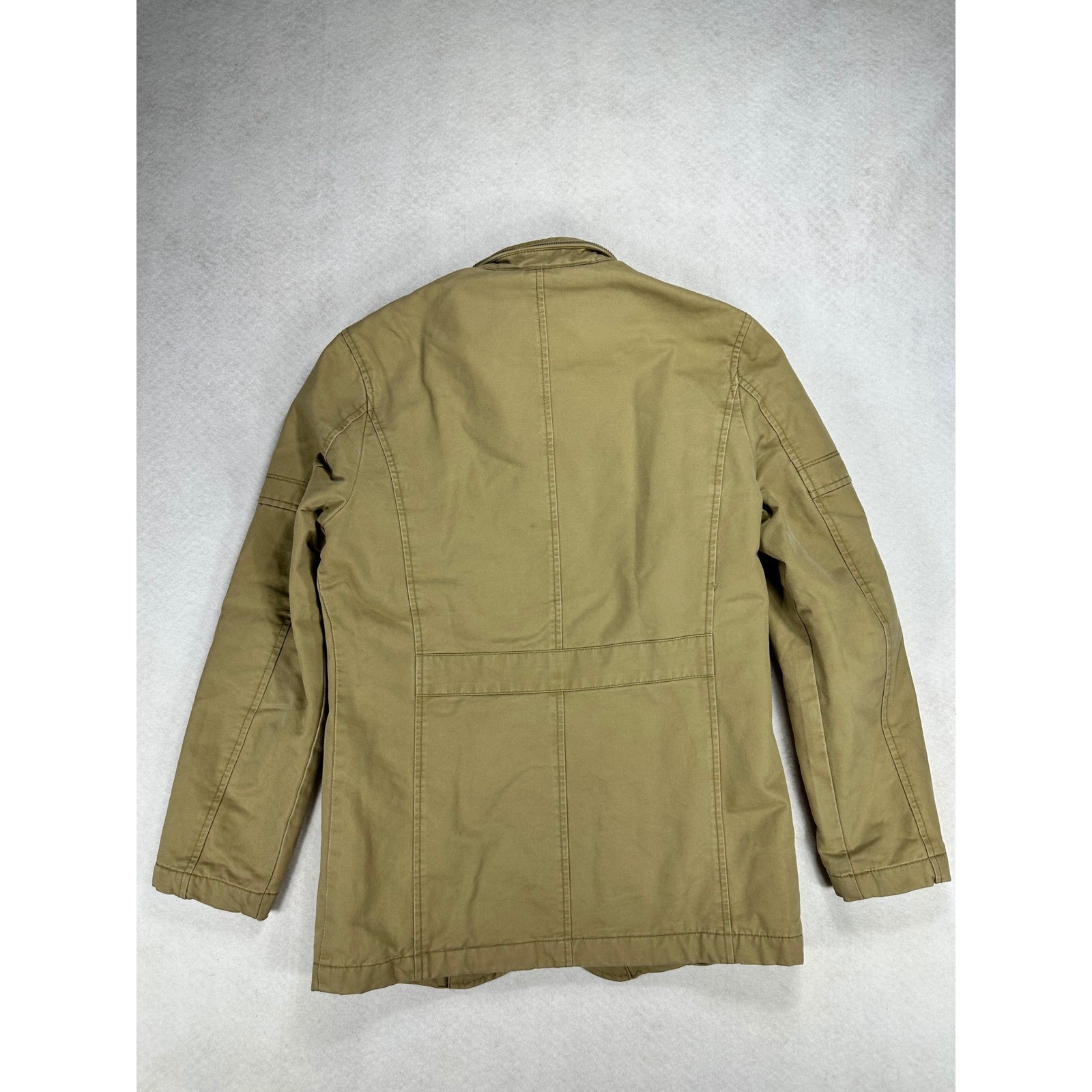 Gueqi Toko Jeans Mens Tan Khaki Cotton Military Field Jacket Utility Coat Size L