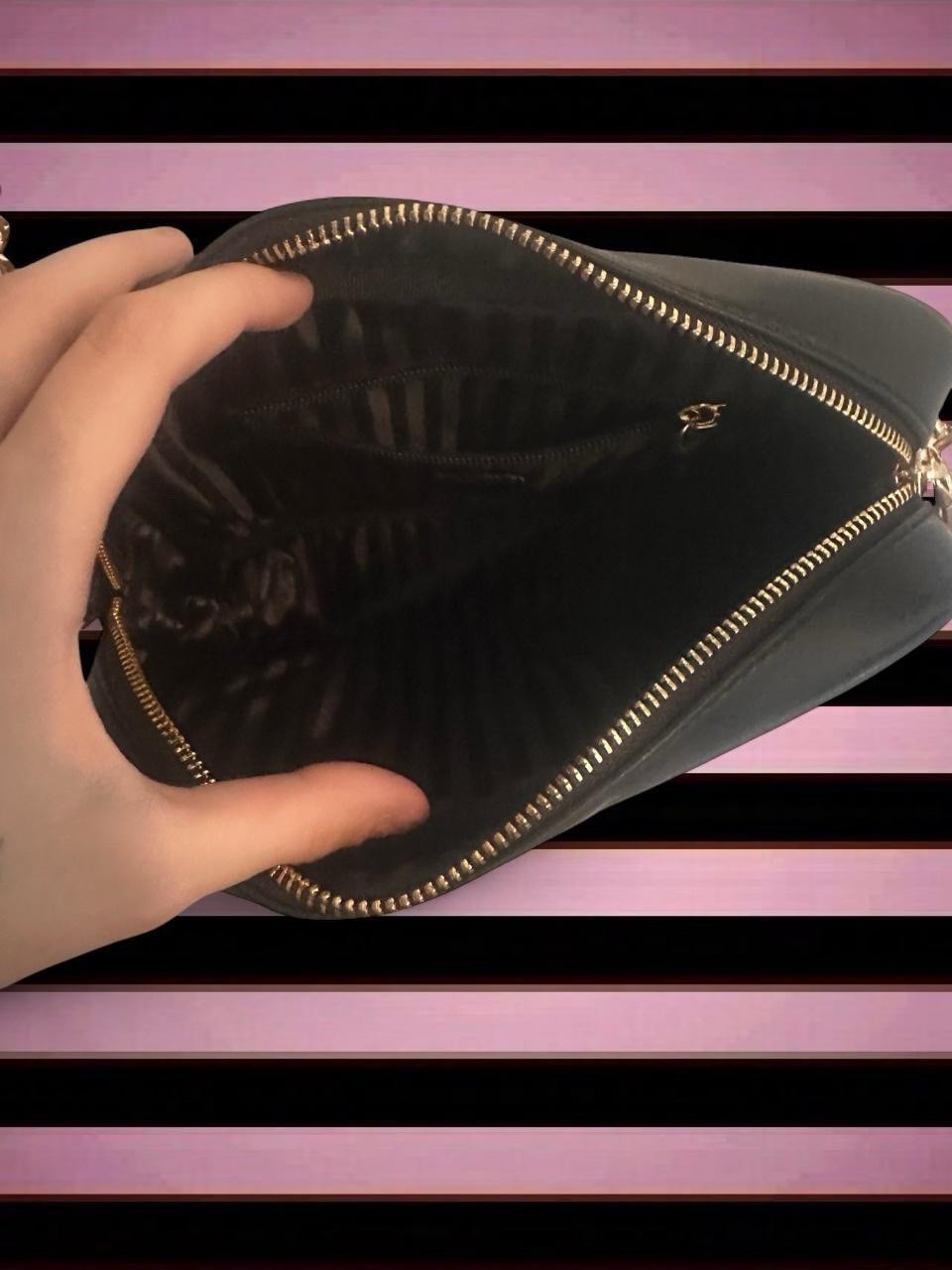 Victoria’s Secret Black Quilted Crossbody Bag Gold Chain Zip Strap