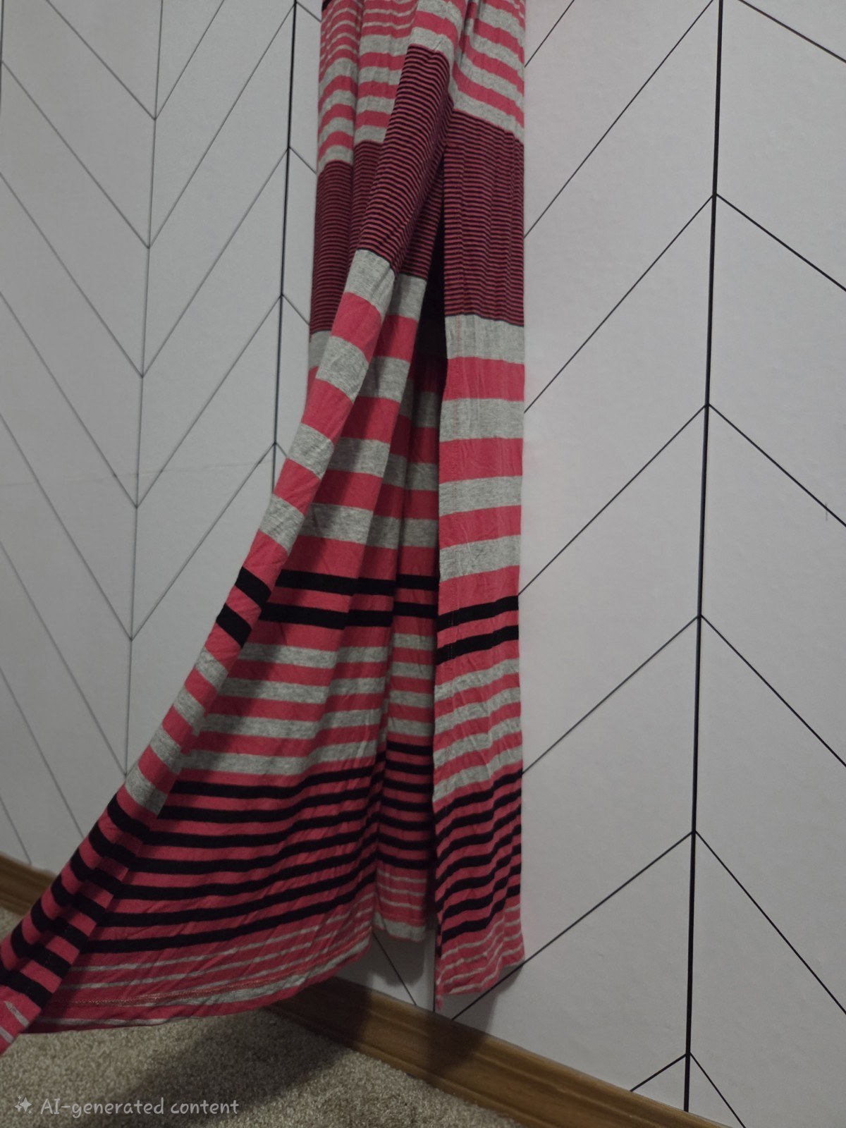 GUESS Racerback Tank Maxi Dress Magenta, Grey & Black Stripe, Size Large