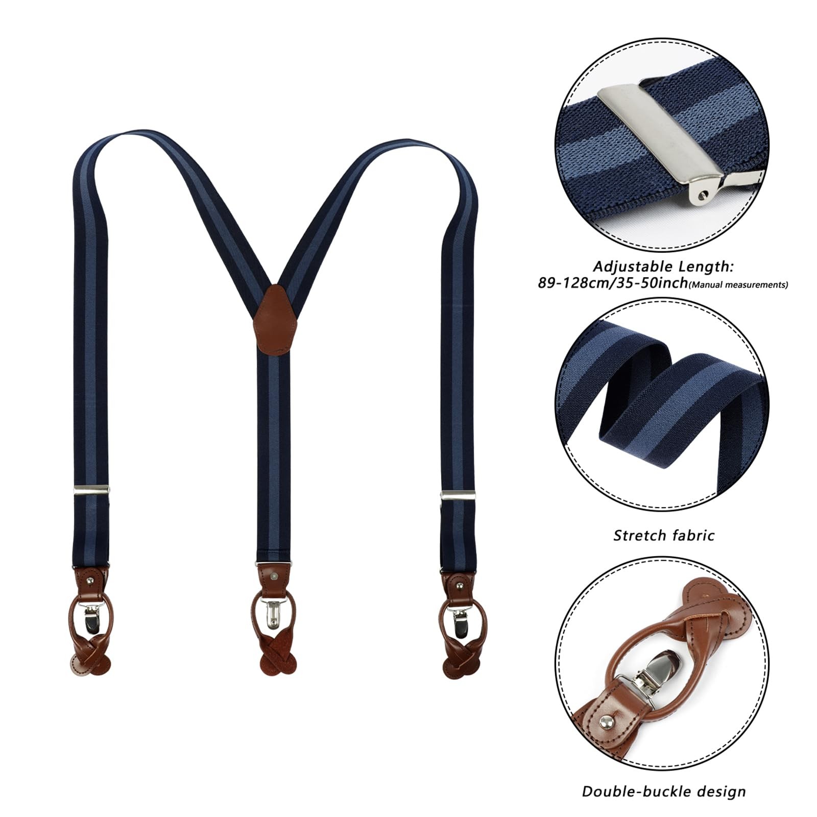 Men Suspenders Adjustable,1.4 Inch Wide Heavy Duty Y-Back Elastic Tuxedo Elas…