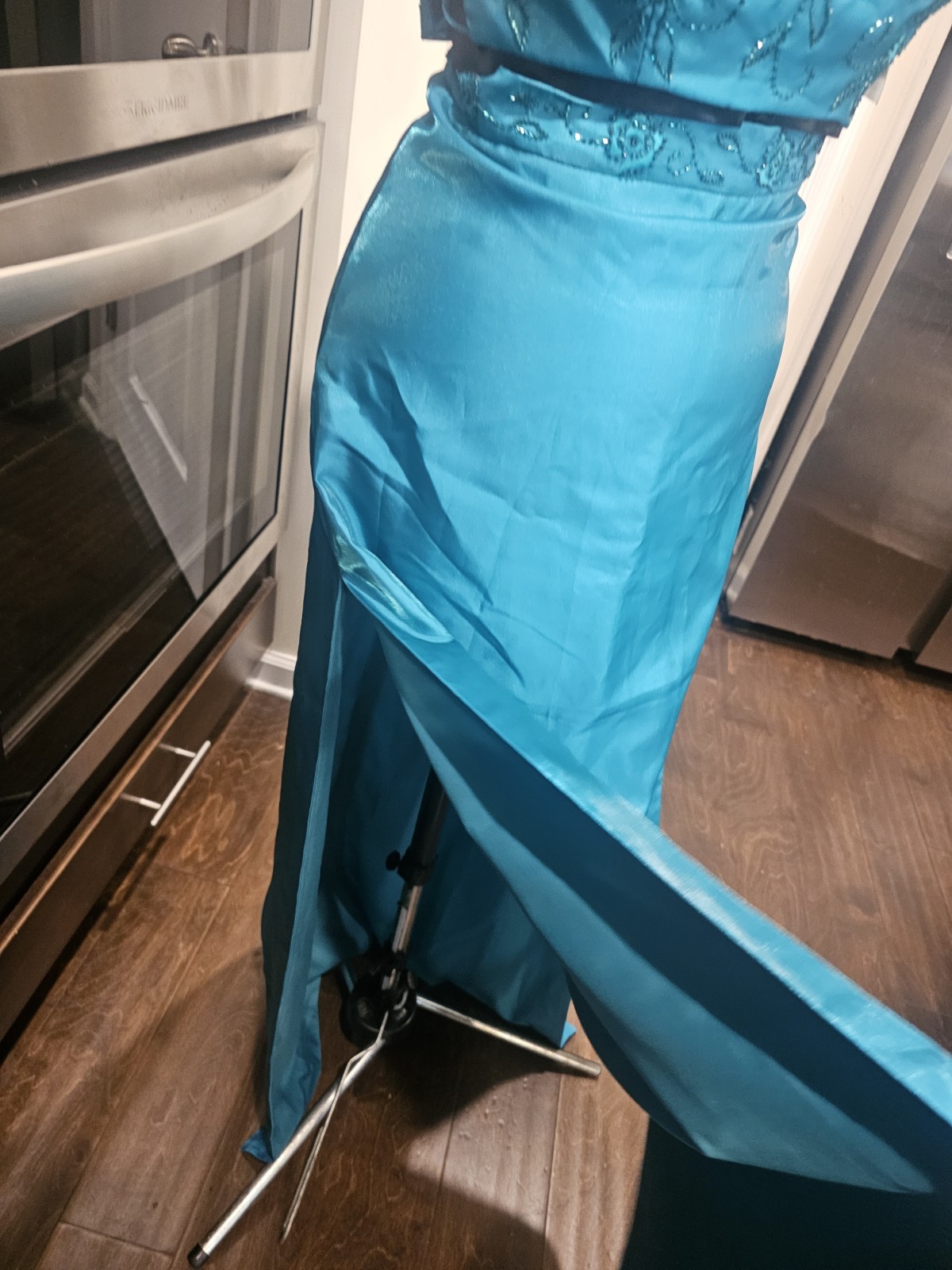Alyce Design Blue Green Teal Beaded Two Piece Dress 6