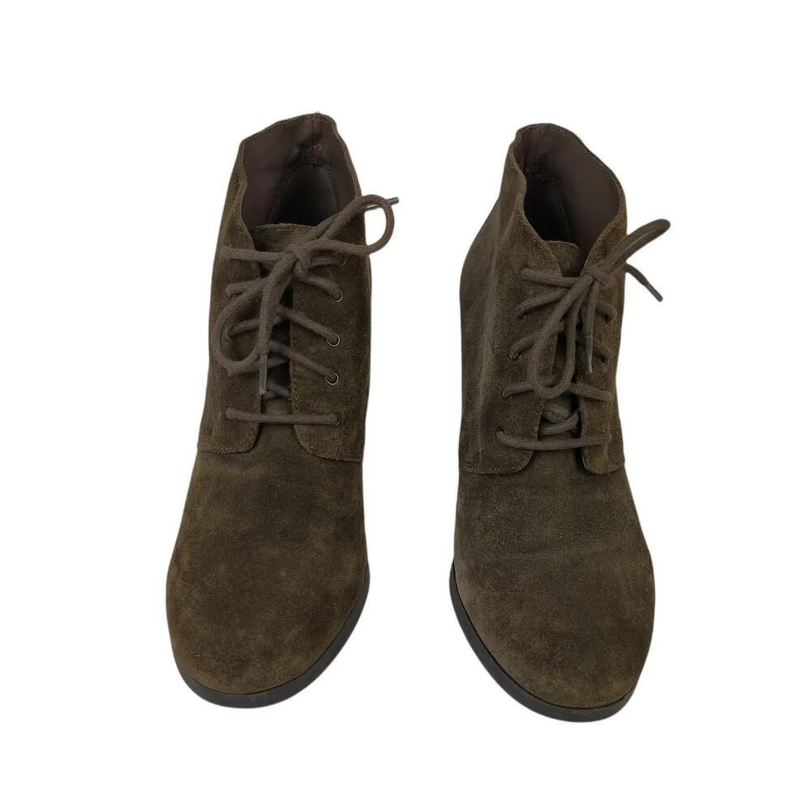 Franco Sarto Weston Ankle Booties Womens Sz 8.5 Brown Gray Suede Lace Up Wedge