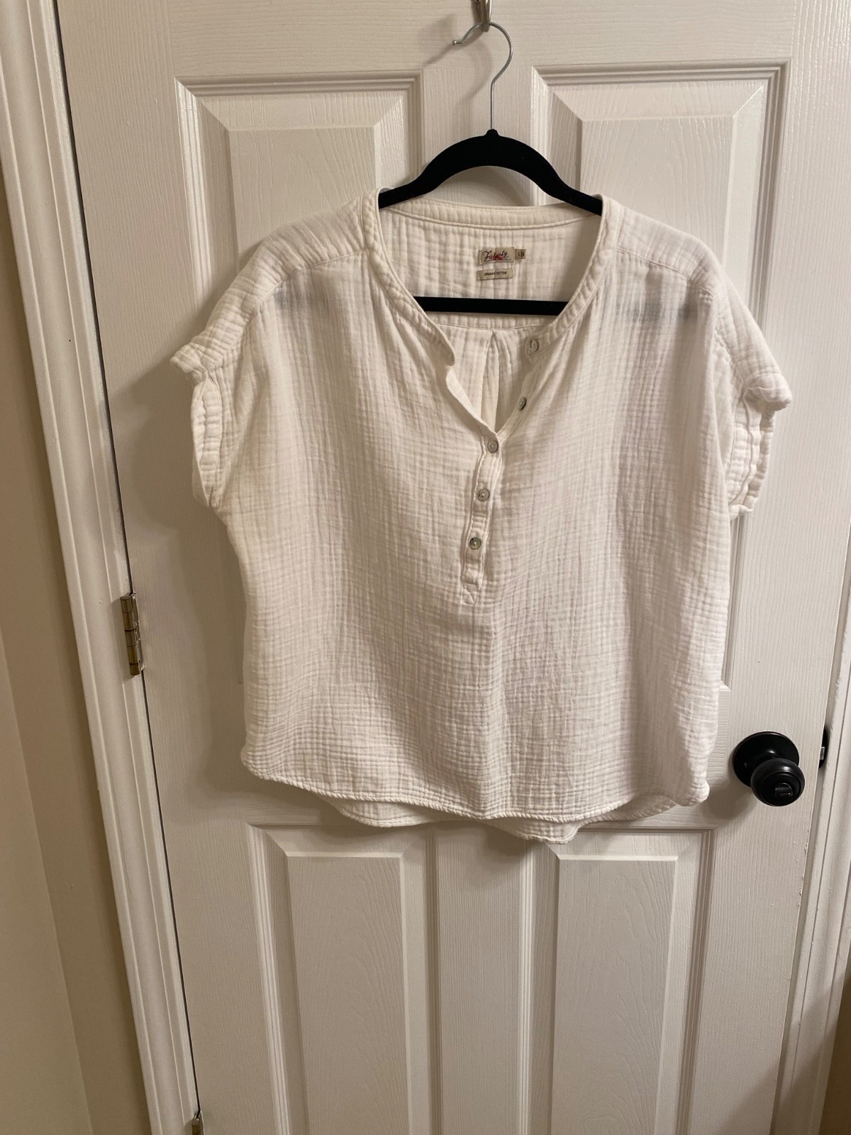 Faherty Womens Dream Organic Cotton Gauze Desmond Top White Size Large