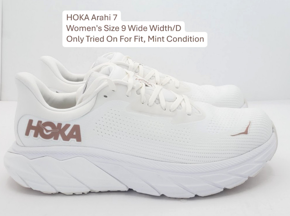 Hoka Womens (Size 9 WIDE Width/D) Arahi 7 Stability Running Walking Shoes White