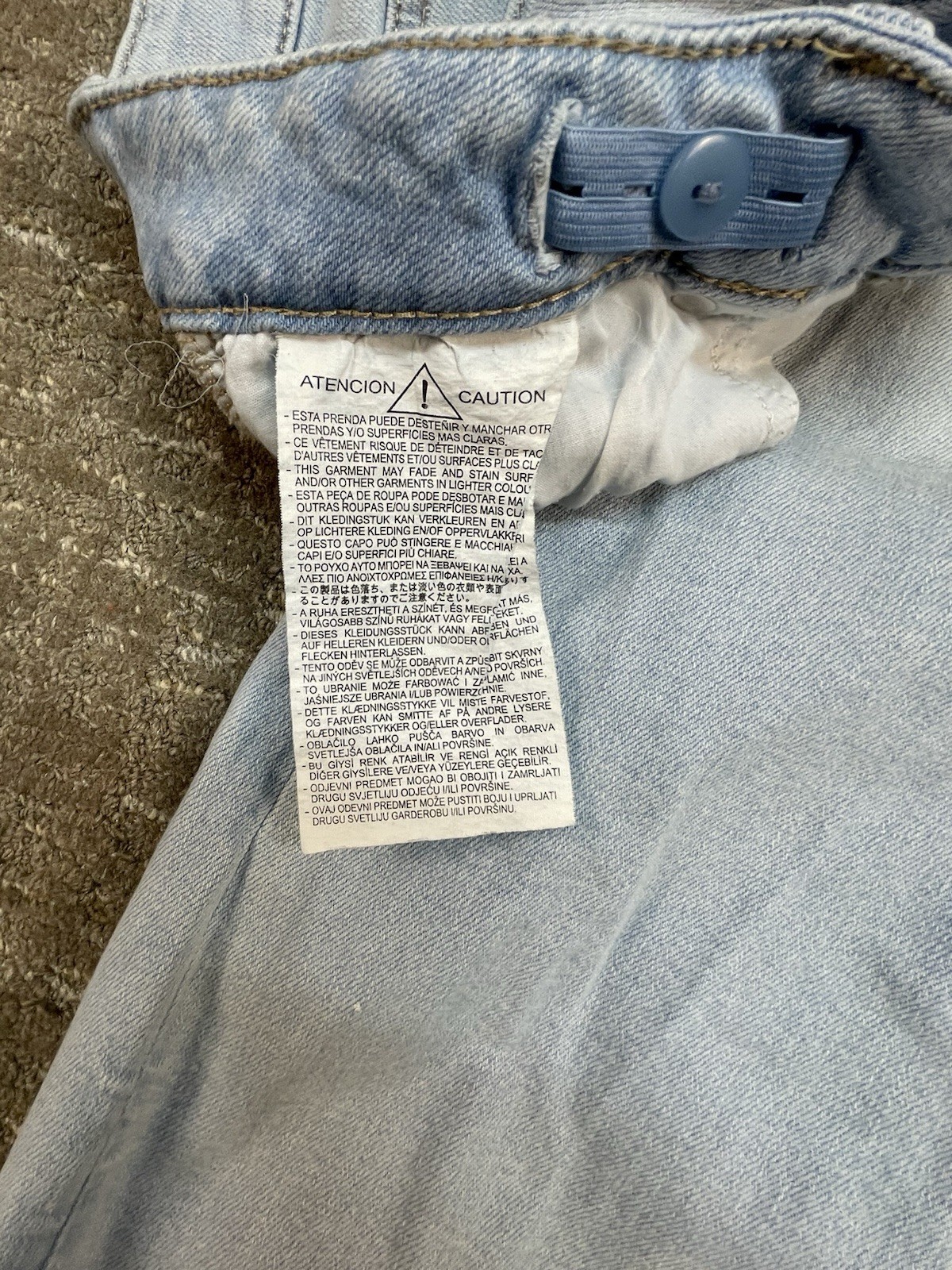 Zara Size 13–14 Cm 164 Adjustable Waist Cargo Jeans Light Wash Raw Hem