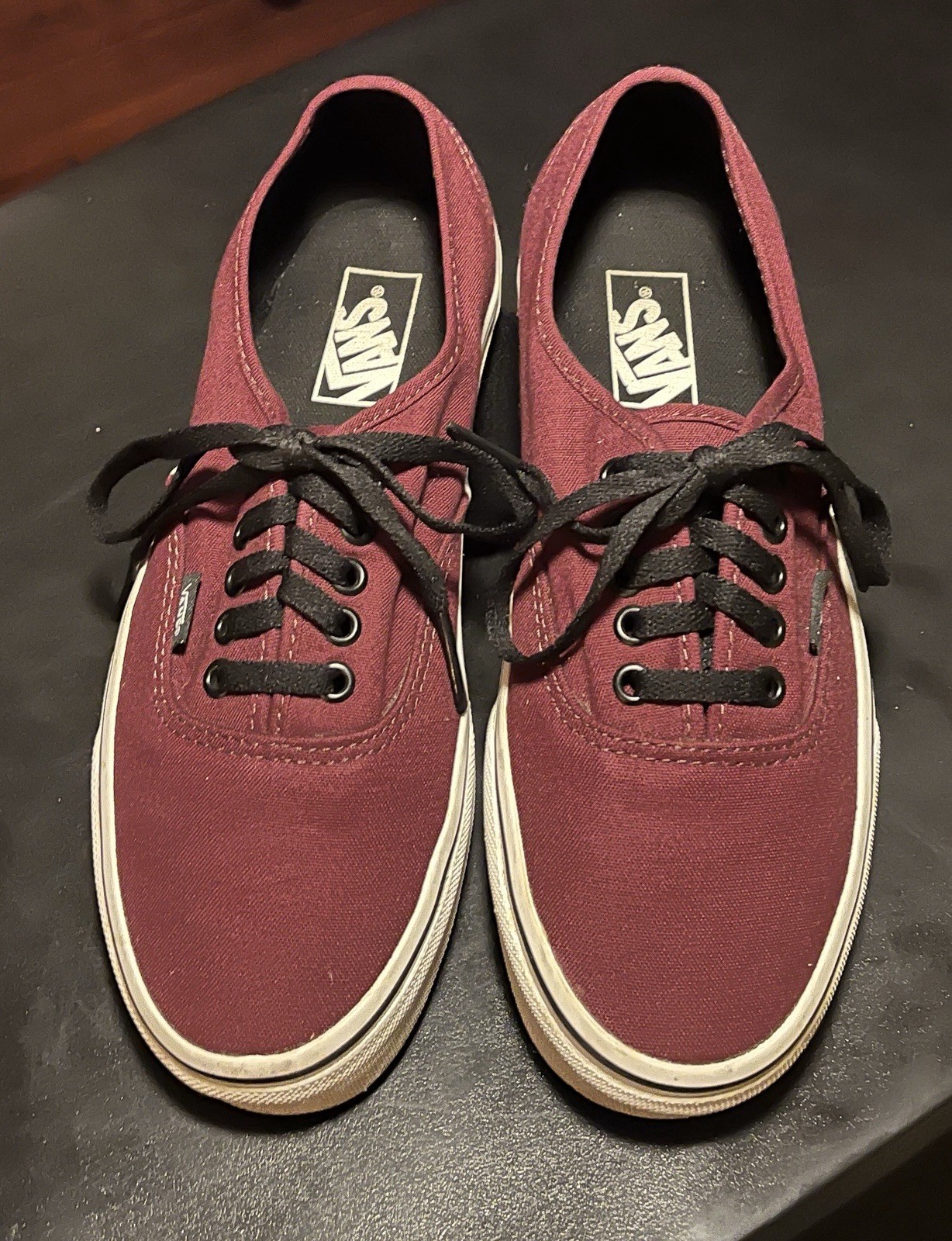 VANS Authentic Classic Skate Shoes Maroon Port Royale Canvas Men 8/Women 9.5