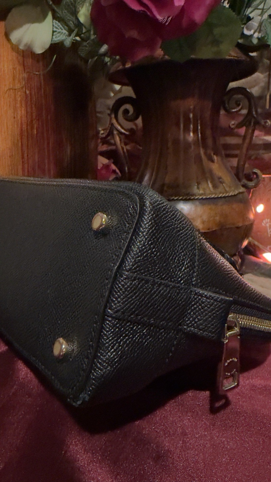 Small Coach Black Crossgrain Leather SIERRA Satchel Hand Bag Tote