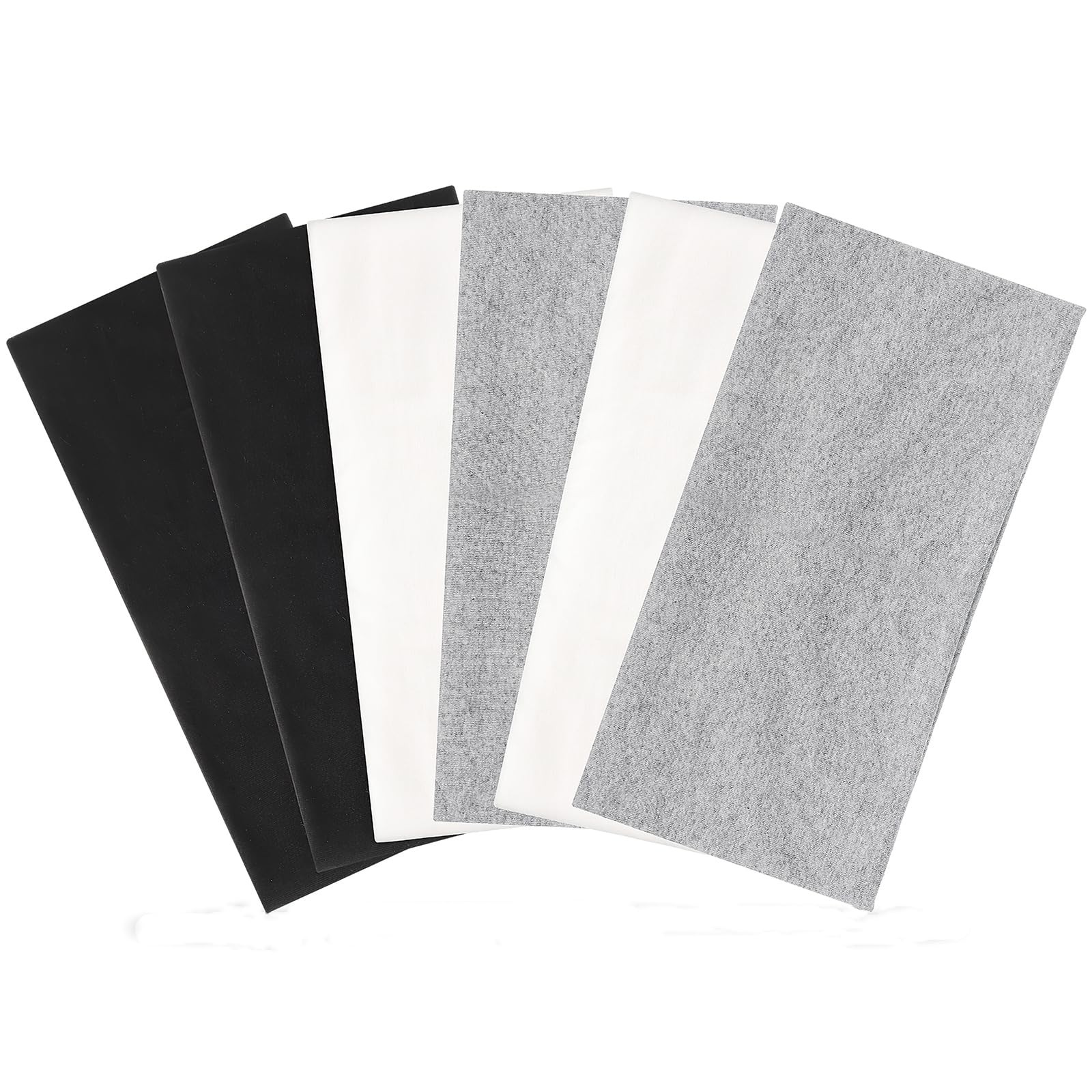 6 Pack 9.3×4.7inch Wide Cotton Stretchy Headband Large Sports Head Bands