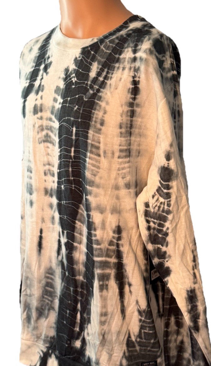 Navy Yard Men’s Size Large Black/Gray/White Tie Dye Long Sleeve Shirt NWT
