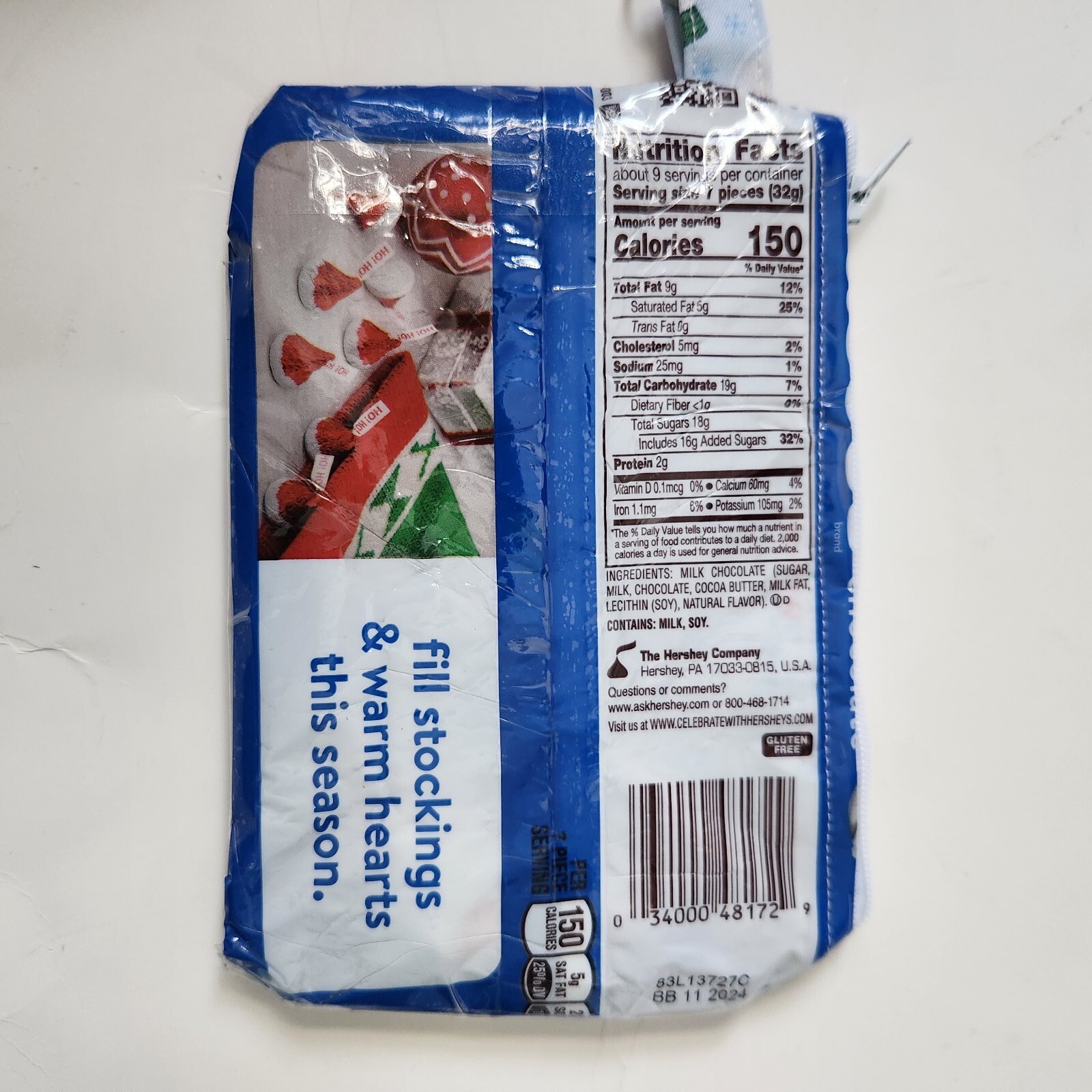 Hershey Kisses Santa Hat Milk Chocolates Homemade Bag ( Christmas)